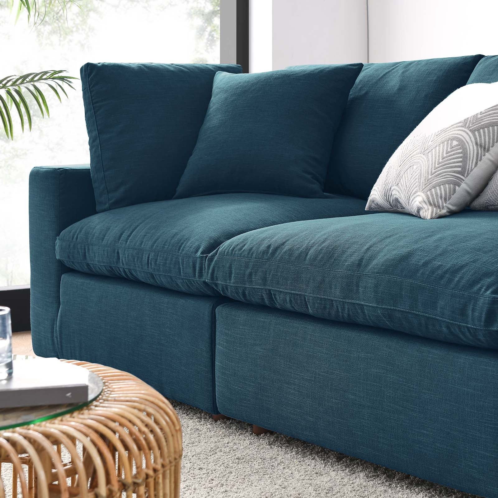 Modway Sectional Sofas - Commix Down Filled Overstuffed 4 Piece Sectional Sofa Set Azure