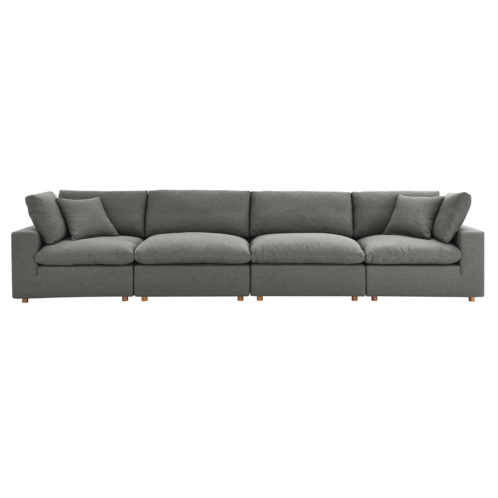 Modway Living Room Sets - Commix Down Filled Overstuffed 4 Piece Sectional Sofa Set Gray