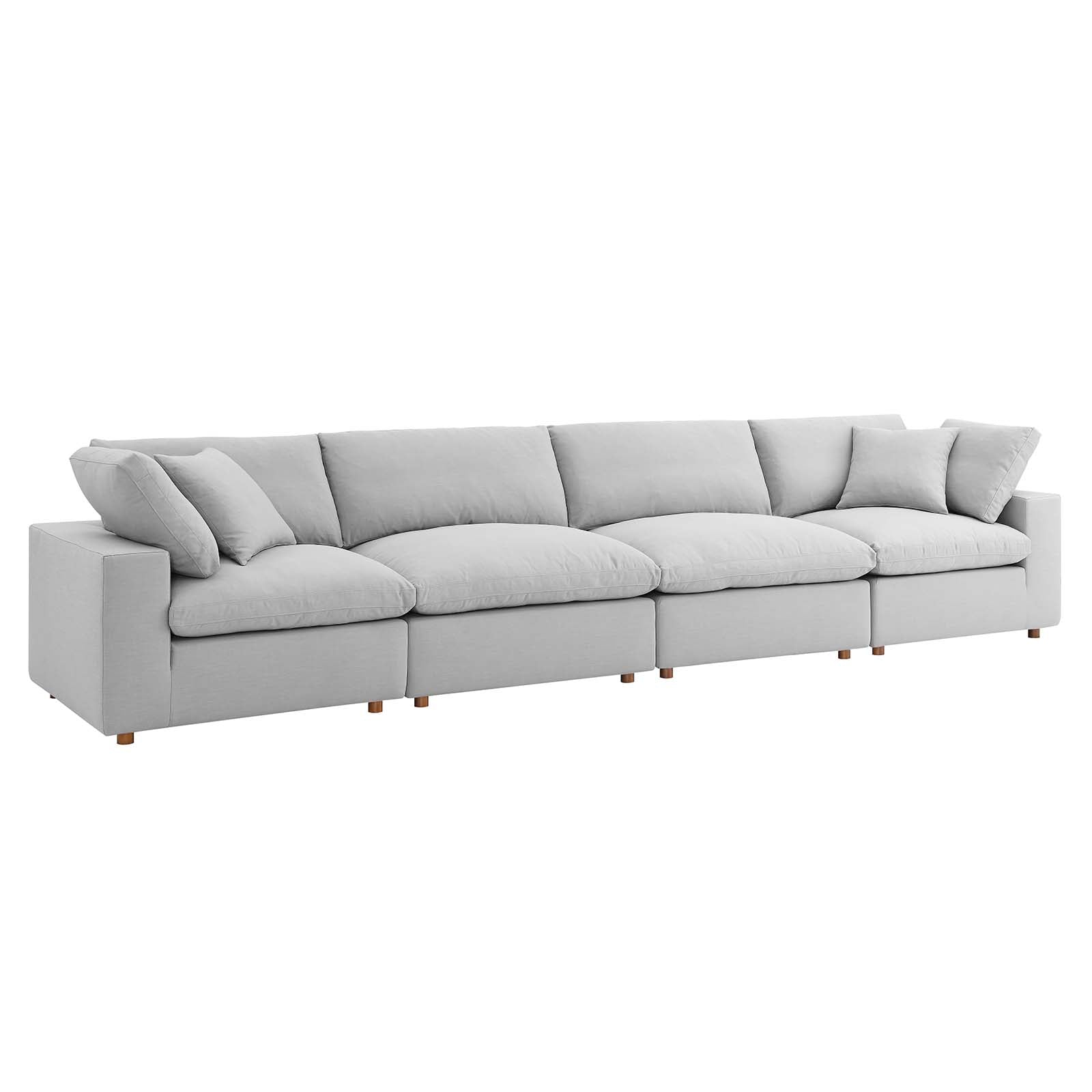 Modway Sectional Sofas - Commix Down Filled Overstuffed 4 Piece Sectional Sofa Set Light Gray