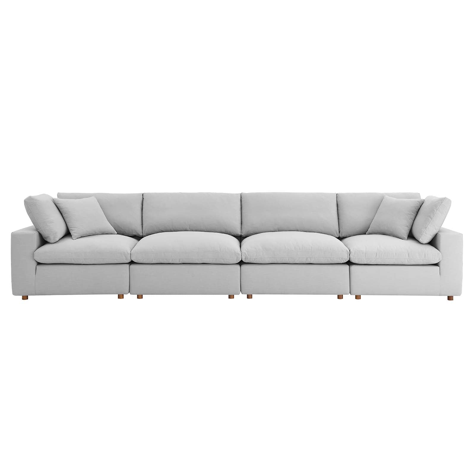 Modway Sectional Sofas - Commix Down Filled Overstuffed 4 Piece Sectional Sofa Set Light Gray