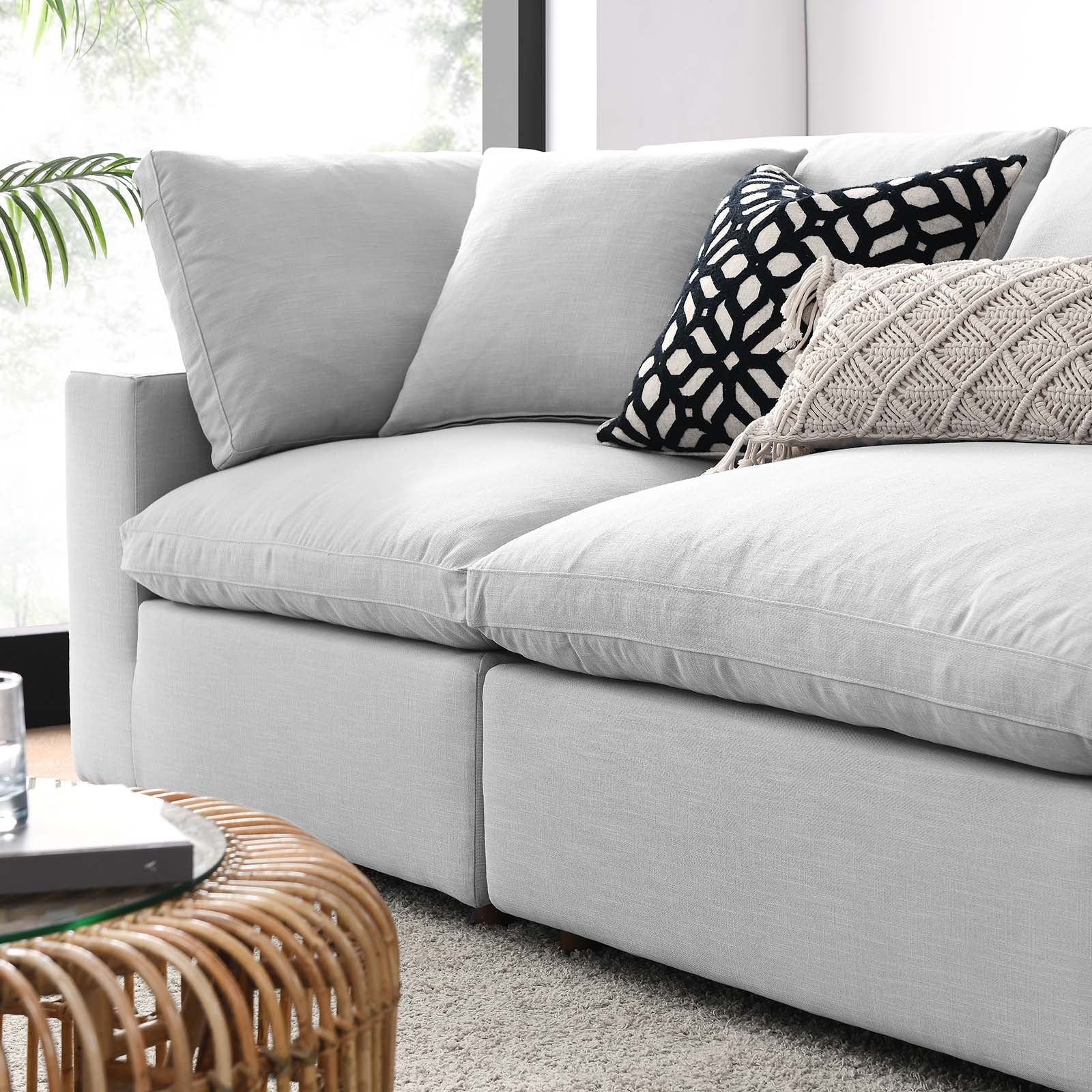 Modway Sectional Sofas - Commix Down Filled Overstuffed 4 Piece Sectional Sofa Set Light Gray