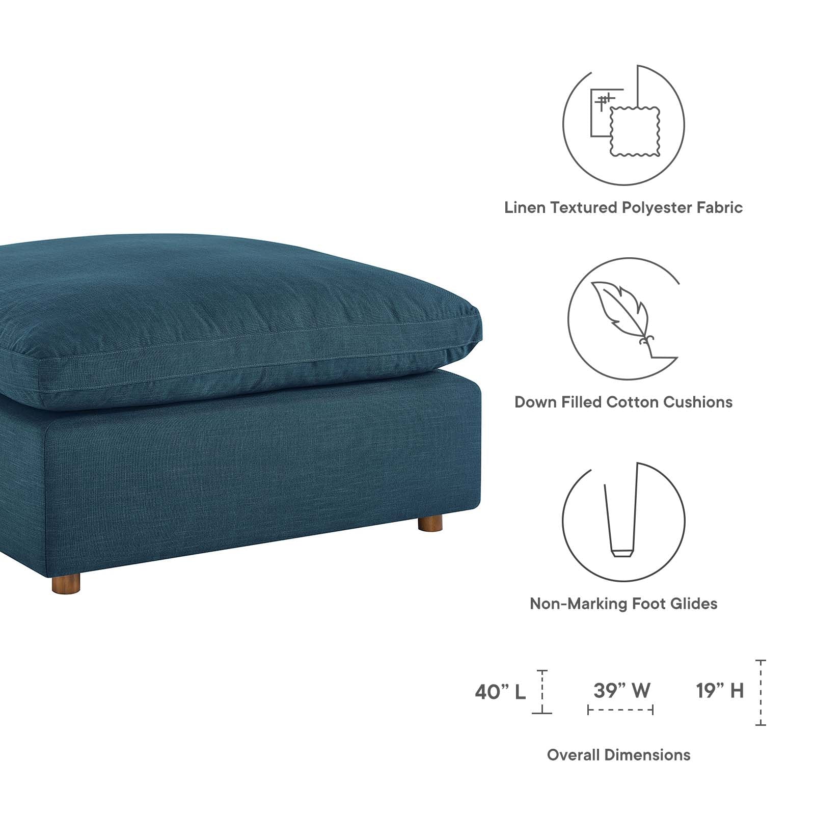 Modway Sectional Sofas - Commix 157" Down Filled 5 Piece Sectional Sofa Set Azure