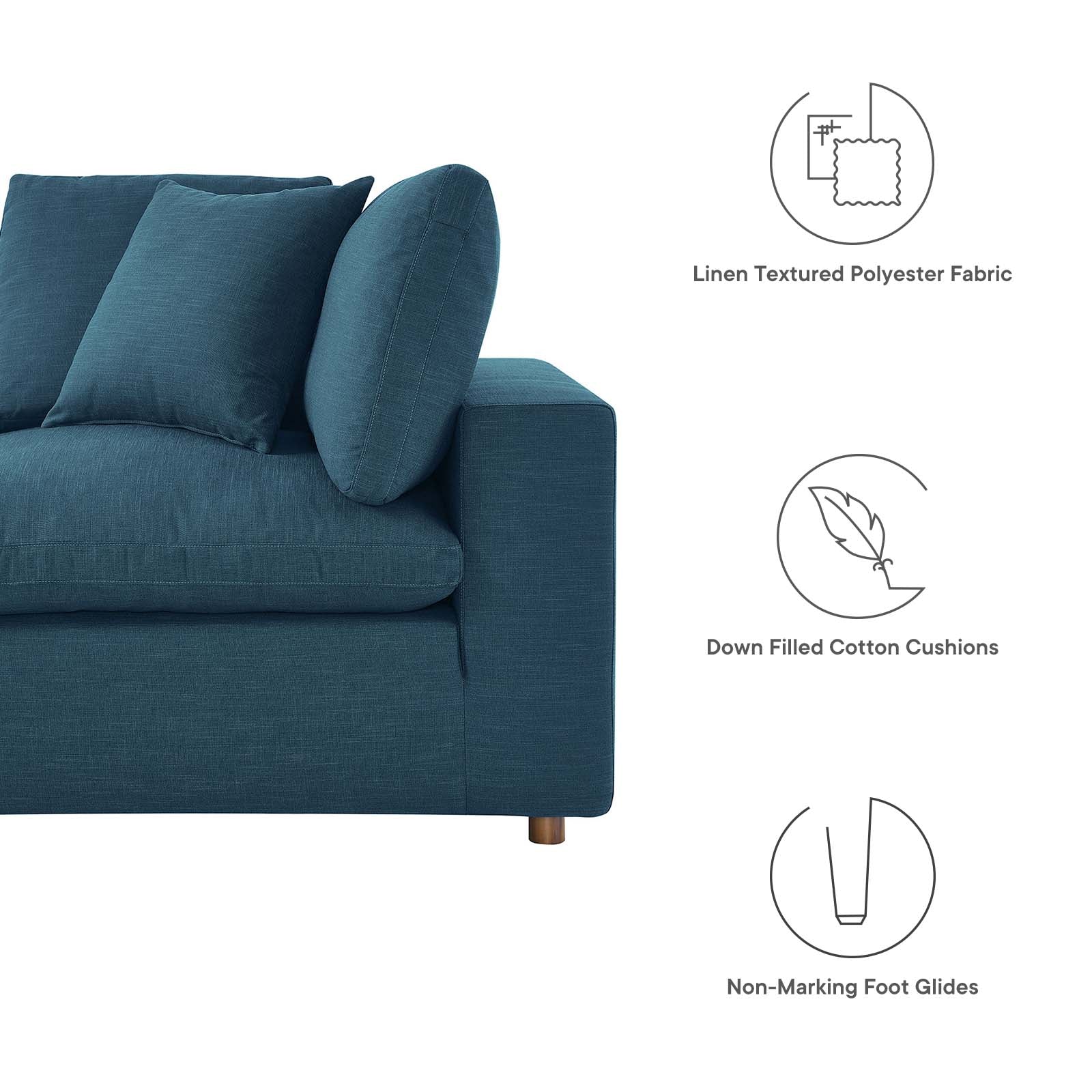 Modway Sectional Sofas - Commix 157" Down Filled 5 Piece Sectional Sofa Set Azure