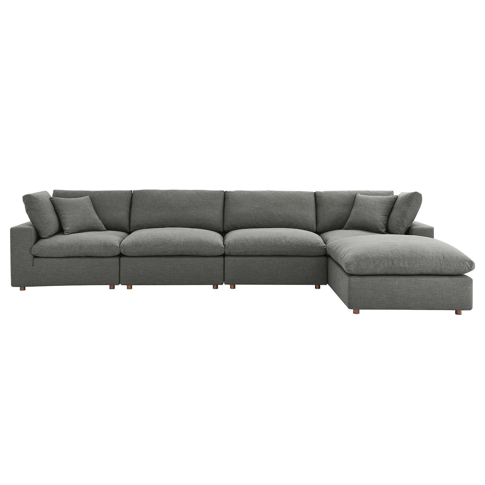 Modway Living Room Sets - Commix Down Filled Overstuffed 5 Piece 35" H Sectional Sofa Set Gray