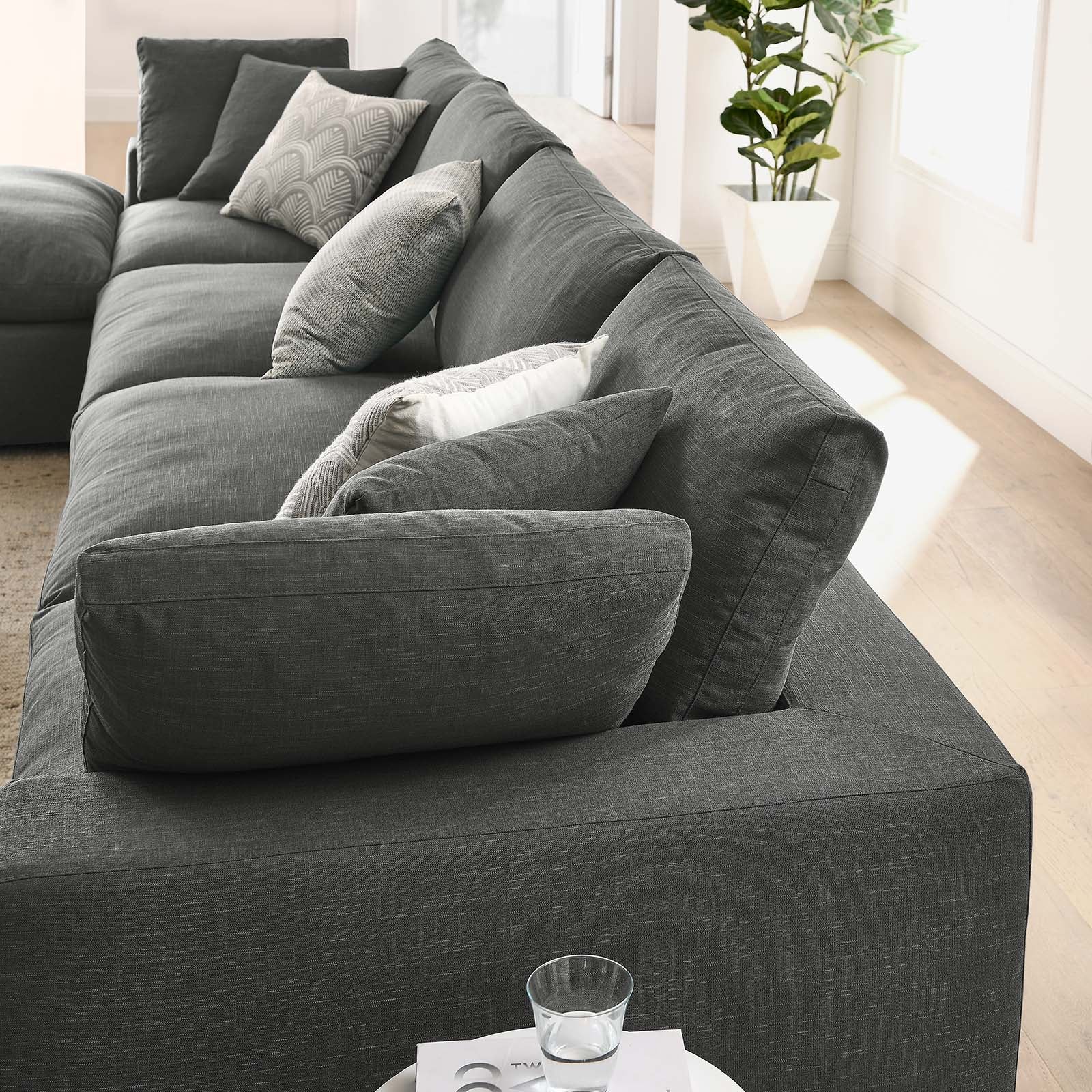 Modway Living Room Sets - Commix Down Filled Overstuffed 5 Piece 35" H Sectional Sofa Set Gray