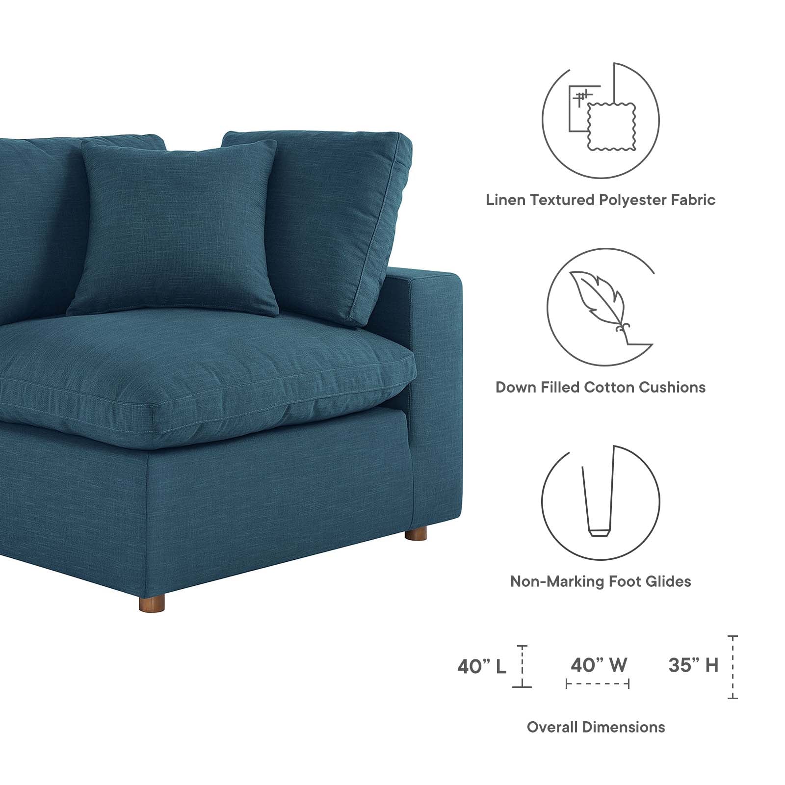 Modway Sectional Sofas - Commix Down Filled 5 Piece Sectional Sofa Set Azure