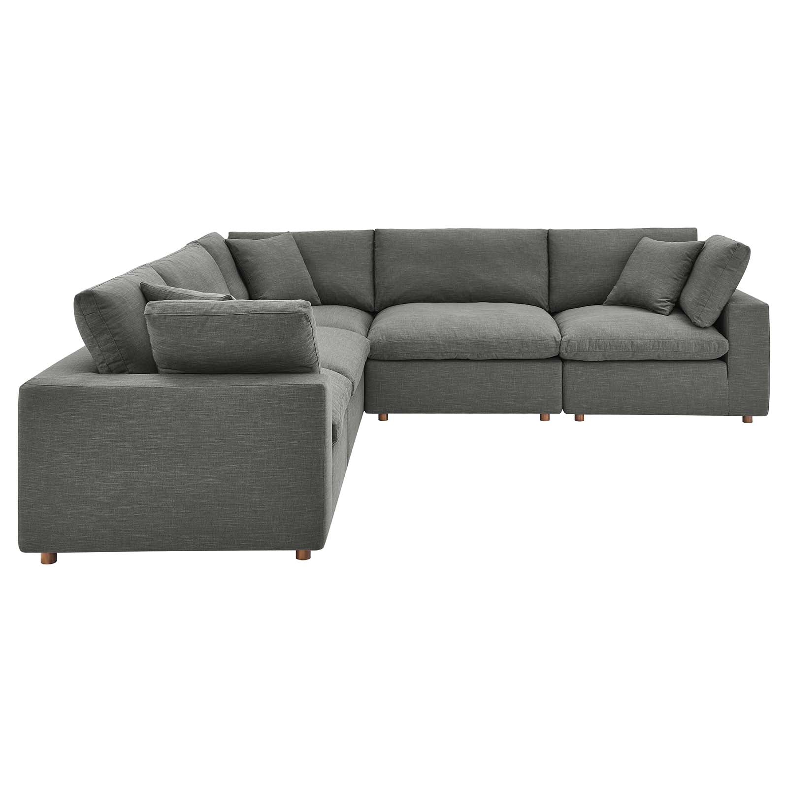 Modway Living Room Sets - Commix Down Filled Overstuffed 5 Piece 118" W Sectional Sofa Set Gray