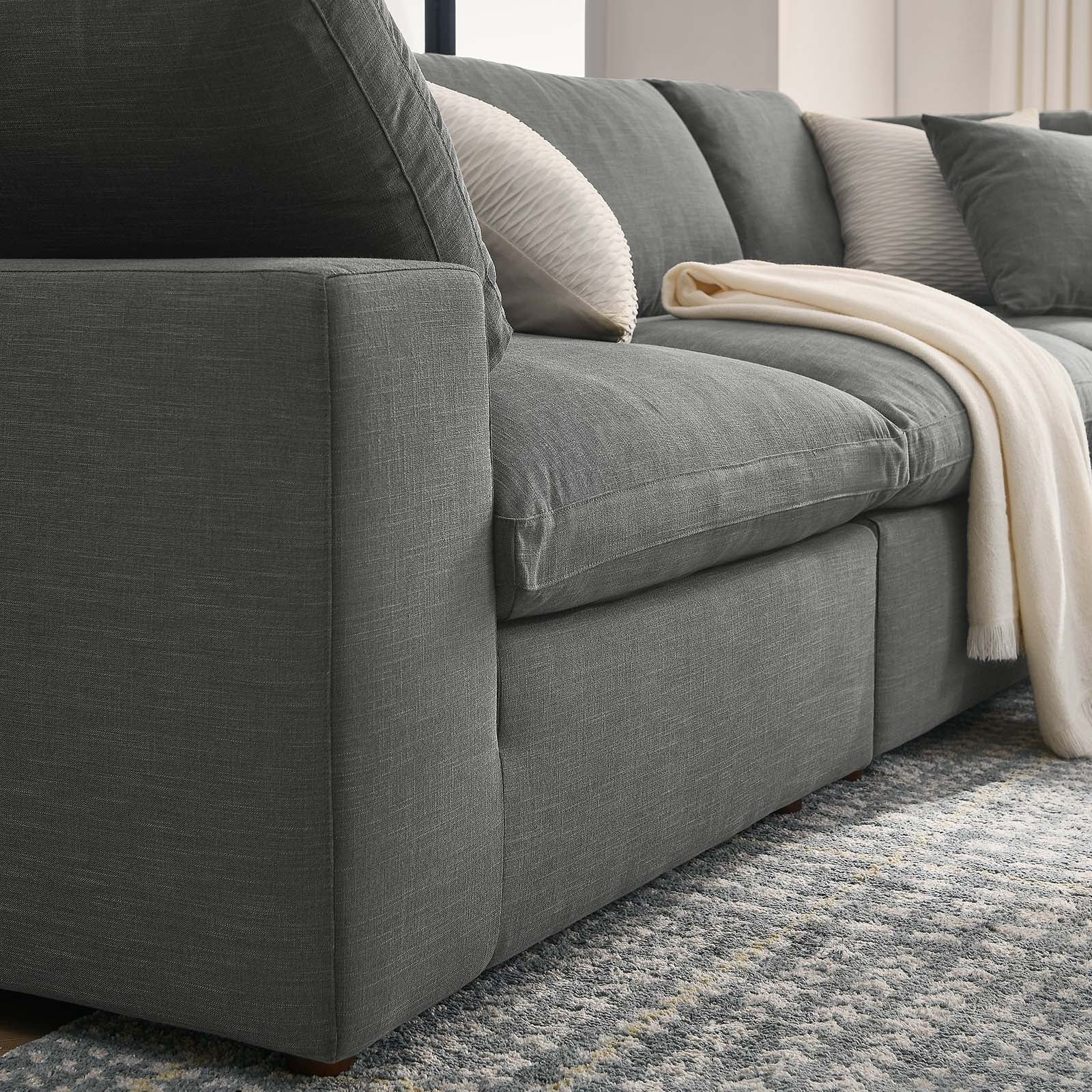 Modway Living Room Sets - Commix Down Filled Overstuffed 5 Piece 118" W Sectional Sofa Set Gray