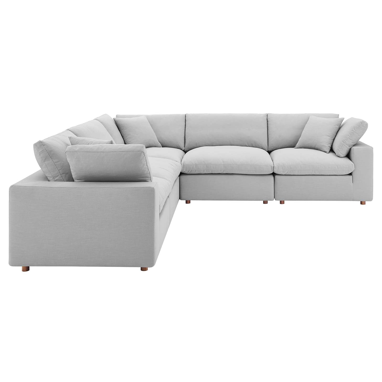 Modway Sectional Sofas - Commix Down Filled Overstuffed 5 Piece 5-Piece Sectional Sofa Light Gray