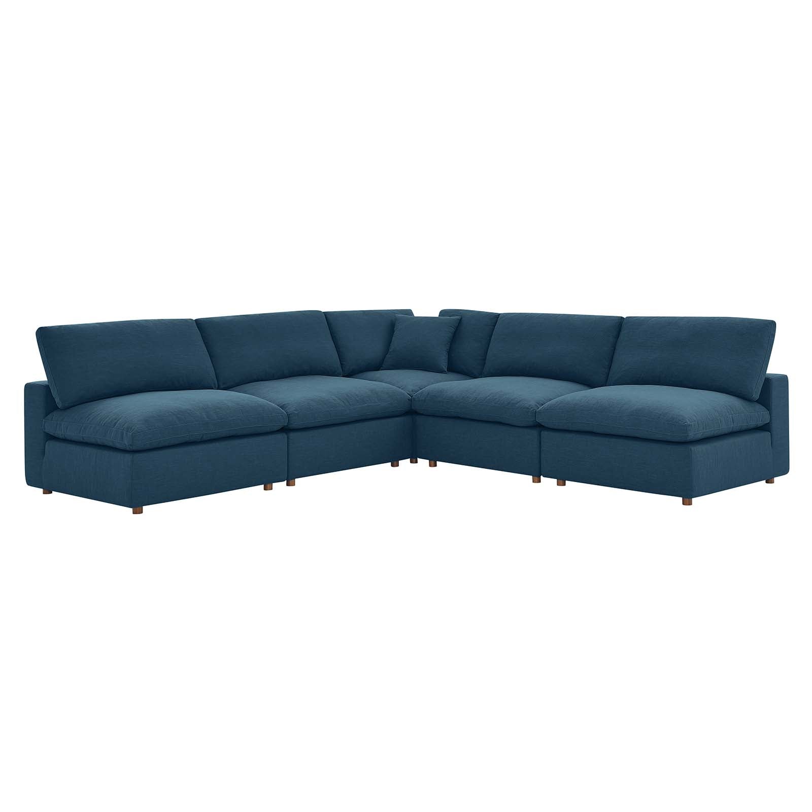 Modway Sectional Sofas - Commix Down Filled Overstuffed 5 Piece Sectional Sofa Set Azure