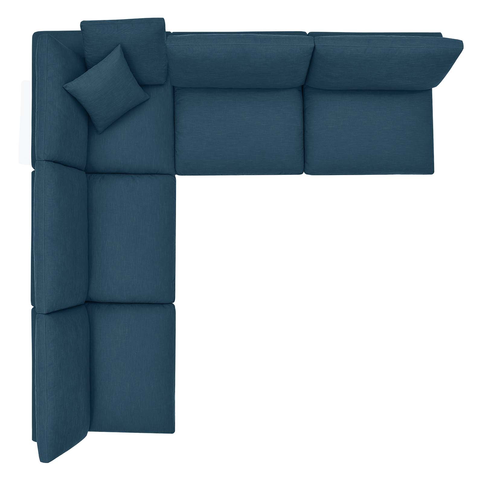 Modway Sectional Sofas - Commix Down Filled Overstuffed 5 Piece Sectional Sofa Set Azure