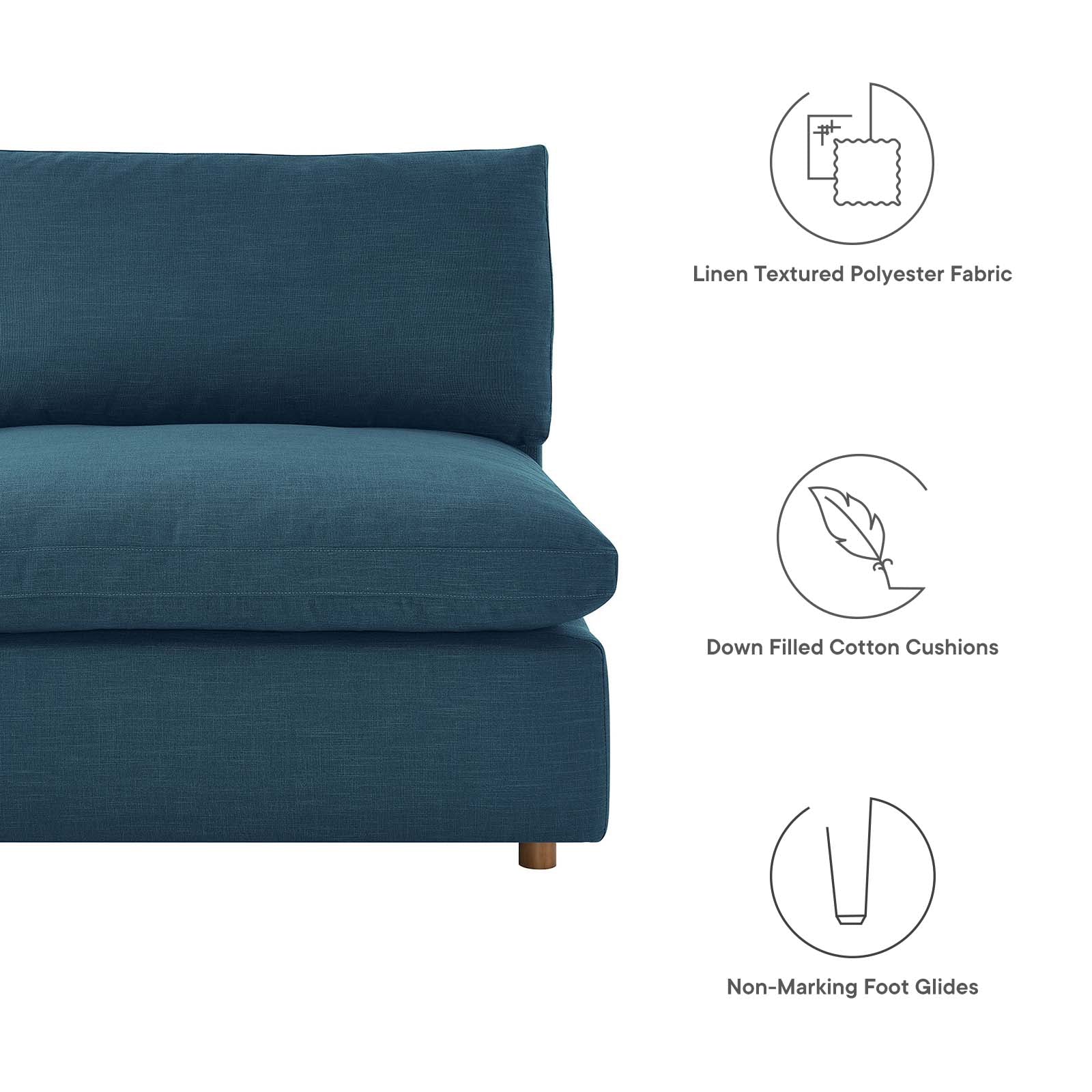 Modway Sectional Sofas - Commix Down Filled Overstuffed 5 Piece Sectional Sofa Set Azure
