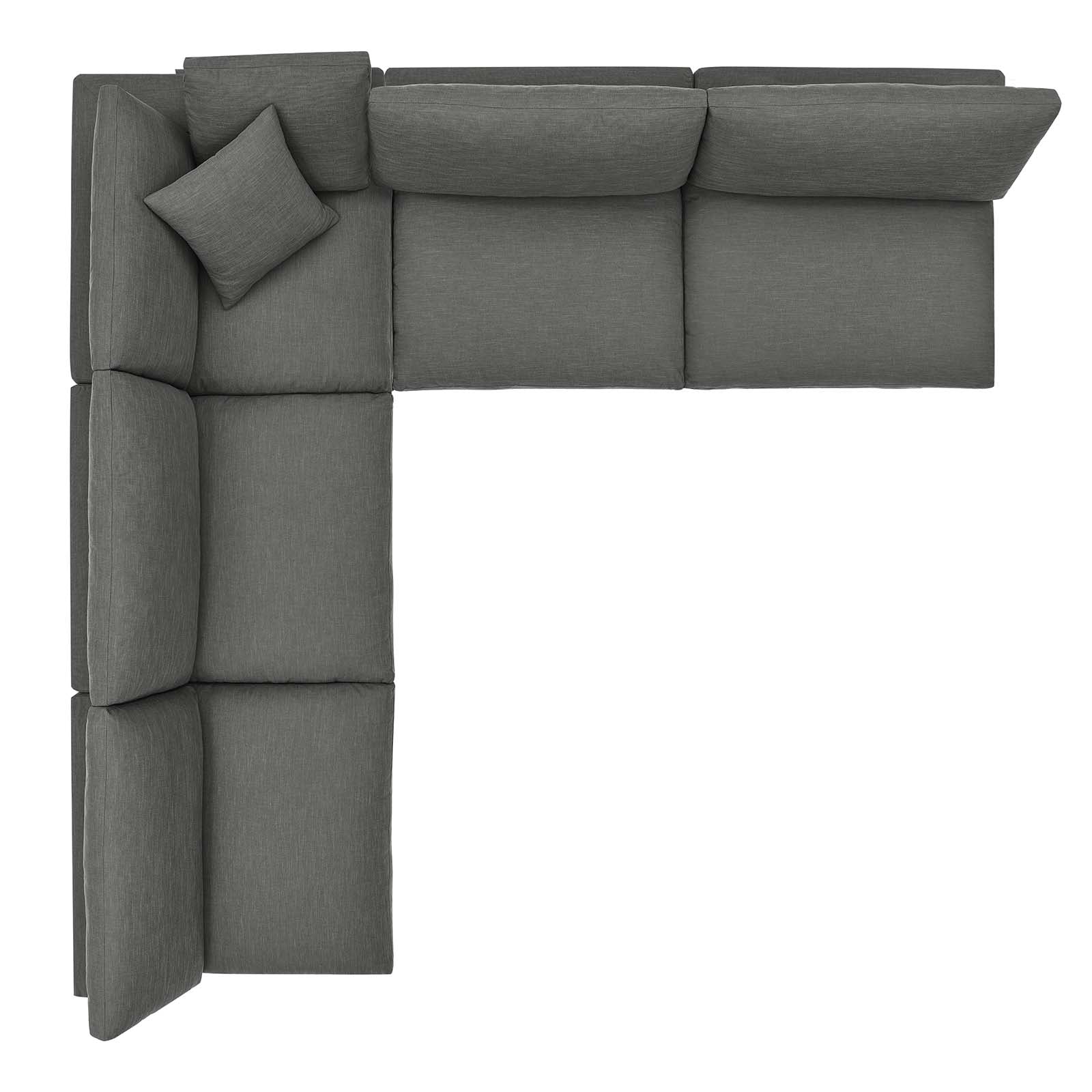 Modway Living Room Sets - Commix Down Filled Overstuffed 5 Piece Sectional Sofa Set Gray