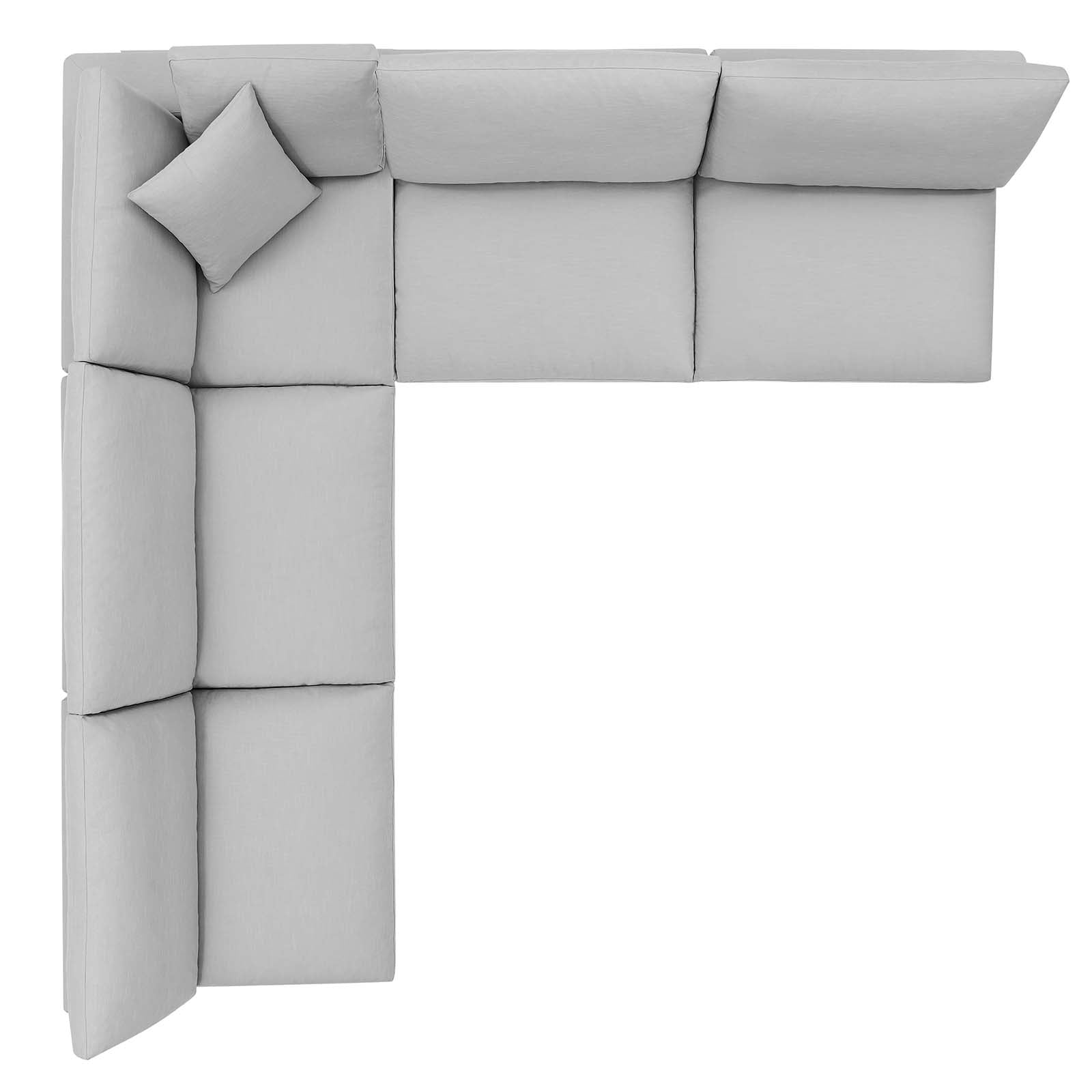 Modway Sectional Sofas - Commix Down Filled Overstuffed 5-Piece Armless Sectional Sofa Light Gray
