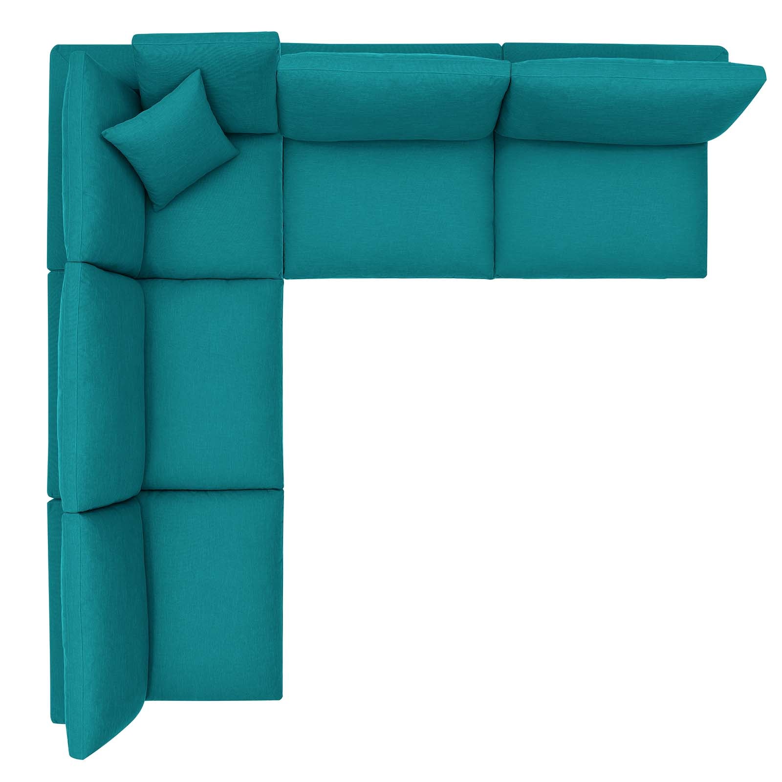 Modway Sectional Sofas - Commix Down Filled Overstuffed 5 Piece Sectional Sofa Set Teal