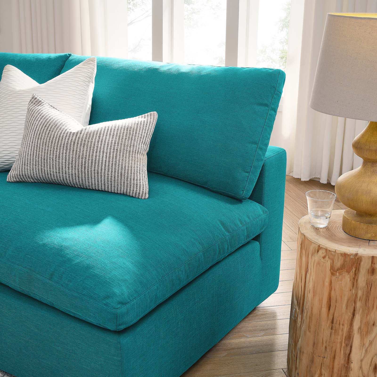 Modway Sectional Sofas - Commix Down Filled Overstuffed 5 Piece Sectional Sofa Set Teal