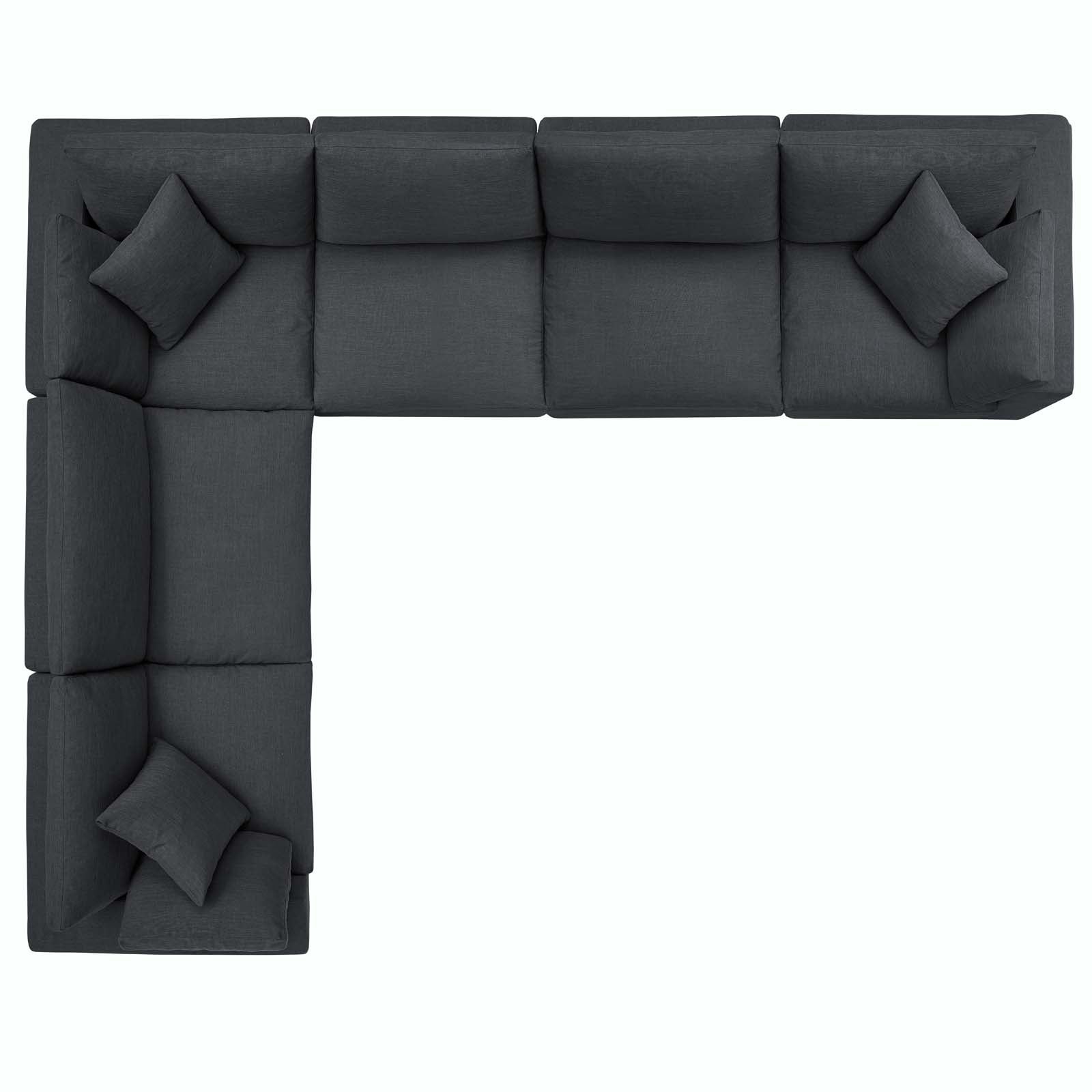 Modway Living Room Sets - Commix Down Filled Overstuffed 6 Piece 119" W Sectional Sofa Set Gray