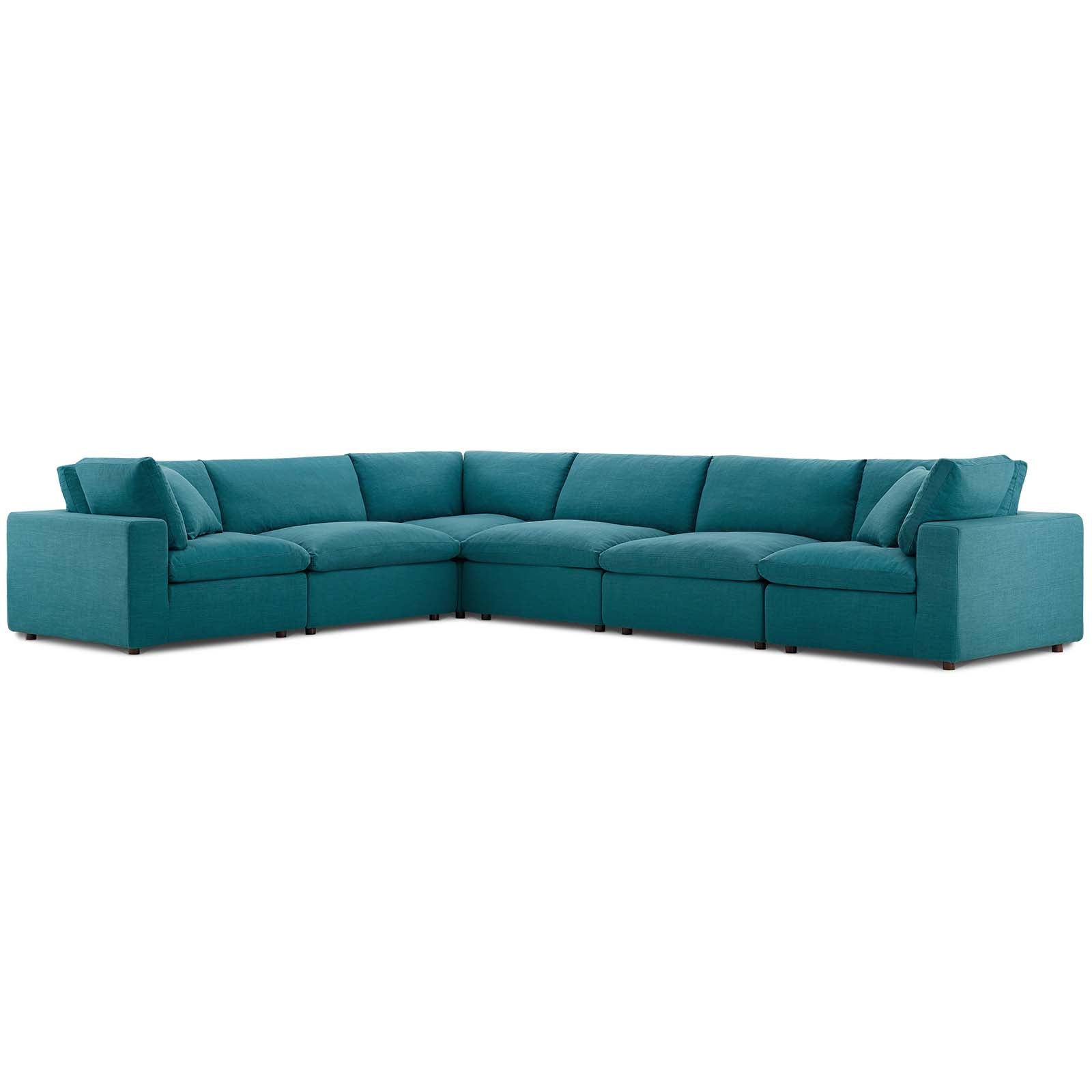 Modway Sectional Sofas - Commix Down Filled Overstuffed 6 Pc Sectional Sofa Set Teal