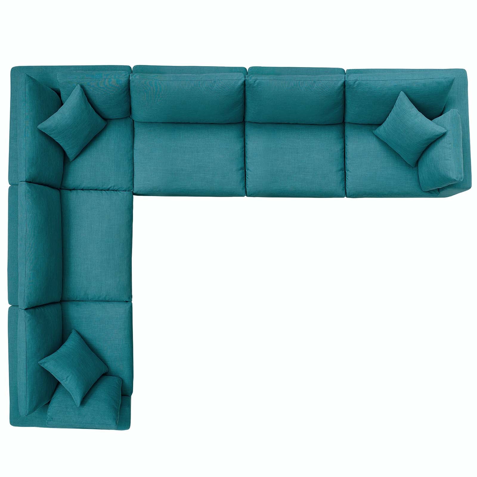 Modway Sectional Sofas - Commix Down Filled Overstuffed 6 Pc Sectional Sofa Set Teal