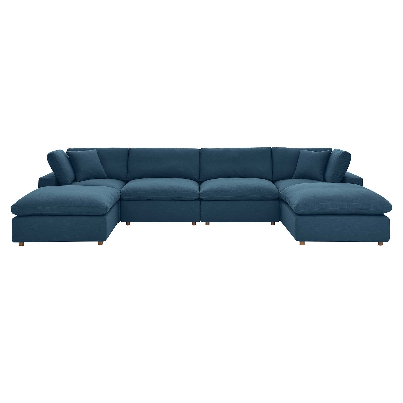 Modway Living Room Sets - Commix Overstuffed 6 Piece Sectional Sofa Set Azure
