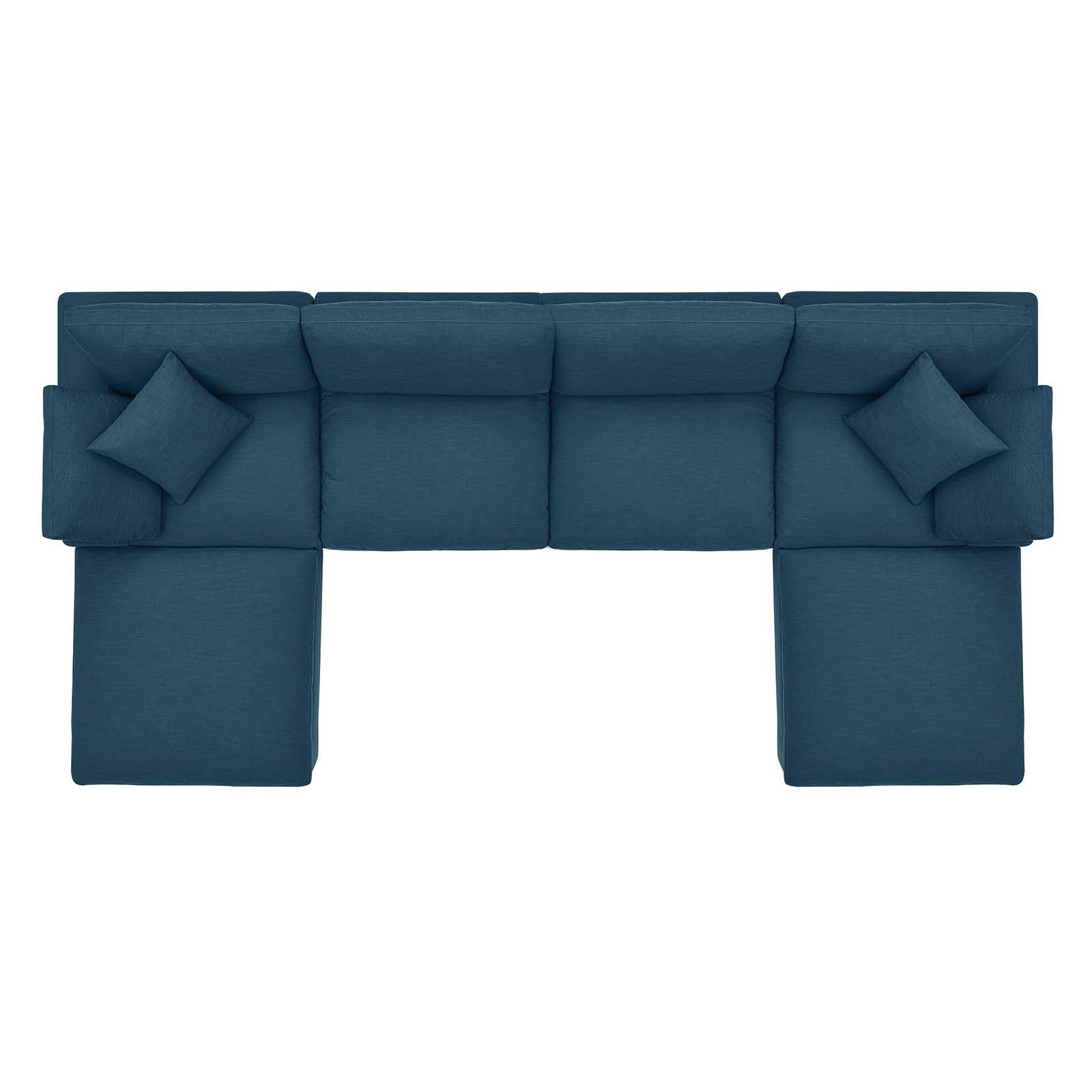 Modway Living Room Sets - Commix Overstuffed 6 Piece Sectional Sofa Set Azure