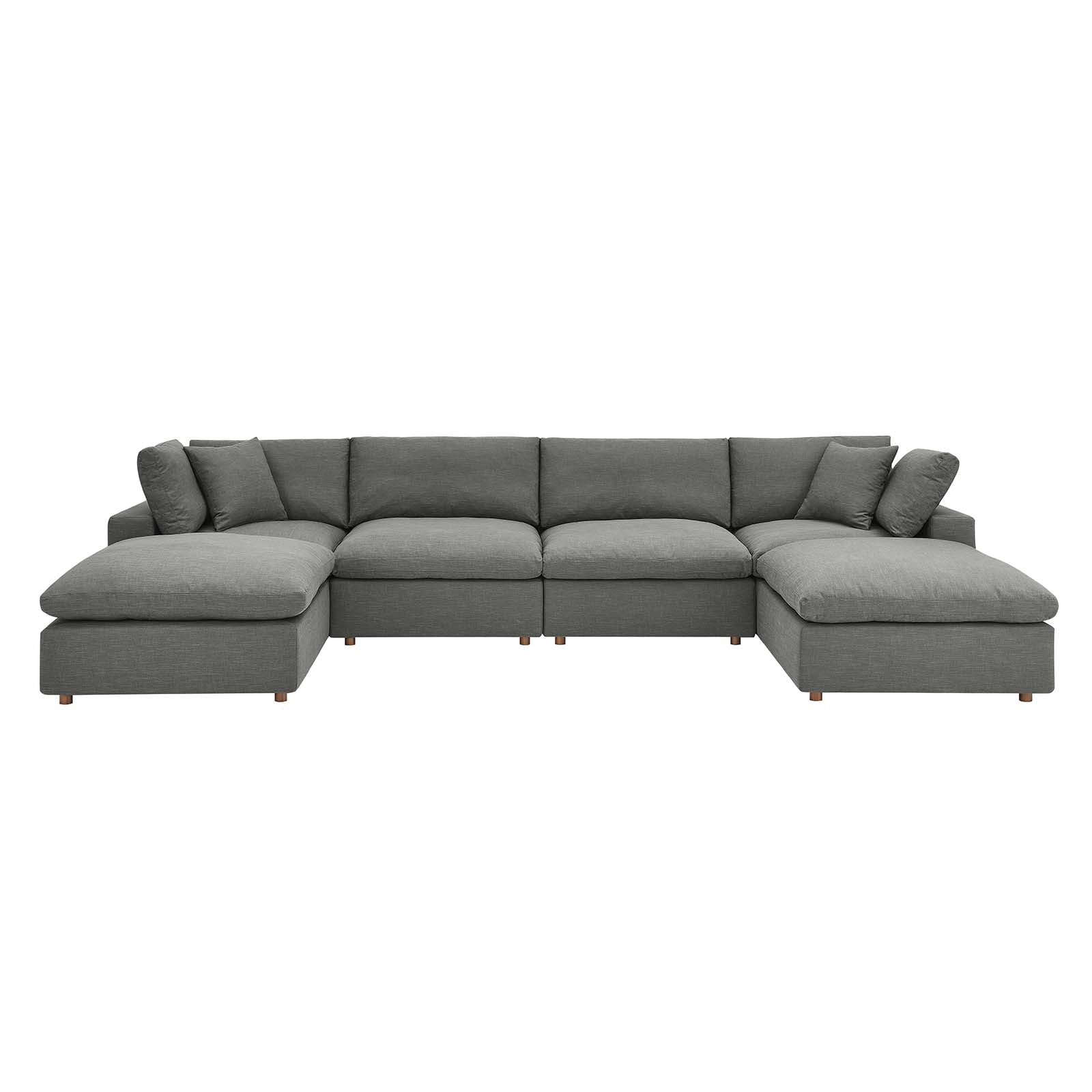 Modway Living Room Sets - Commix Down Filled Overstuffed 6 Piece Sectional Sofa Set Gray