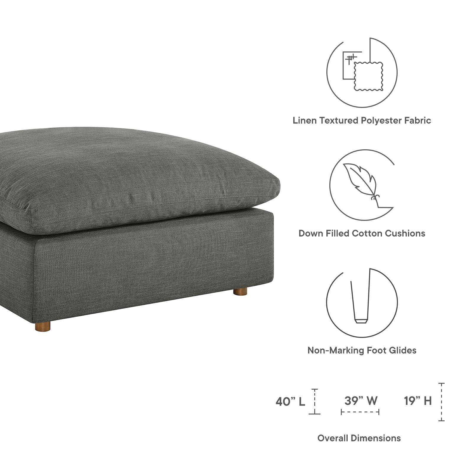 Modway Living Room Sets - Commix Down Filled Overstuffed 6 Piece Sectional Sofa Set Gray