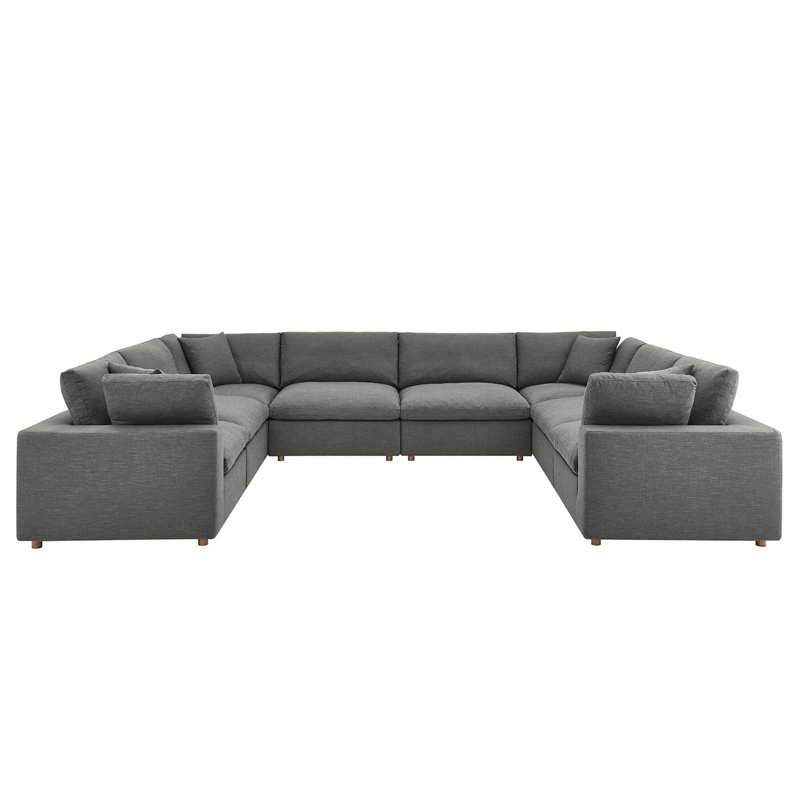 Modway Living Room Sets - Commix Down Filled Overstuffed 8 Piece Sectional Sofa Set Gray
