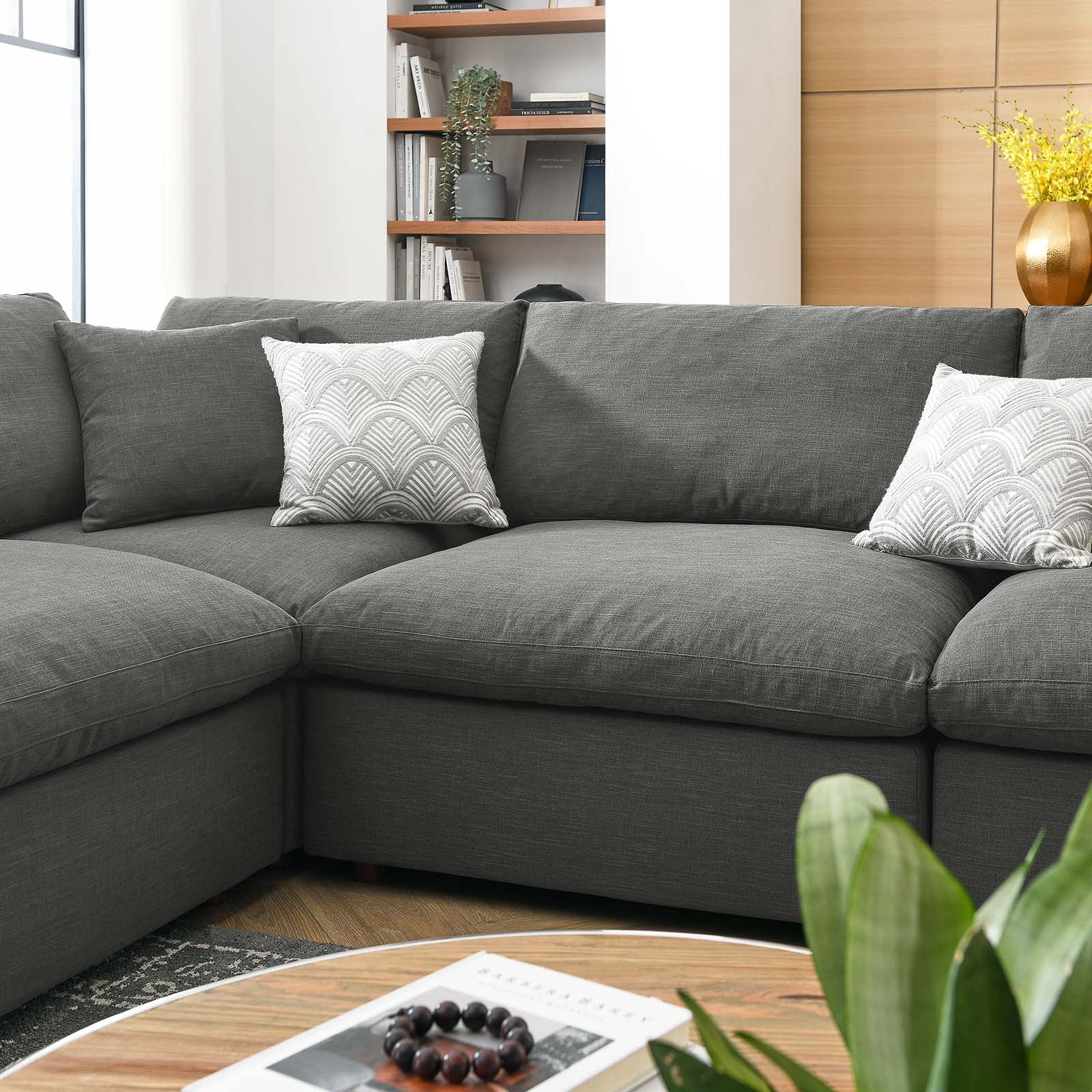 Modway Living Room Sets - Commix Down Filled Overstuffed 8 Piece Sectional Sofa Set Gray