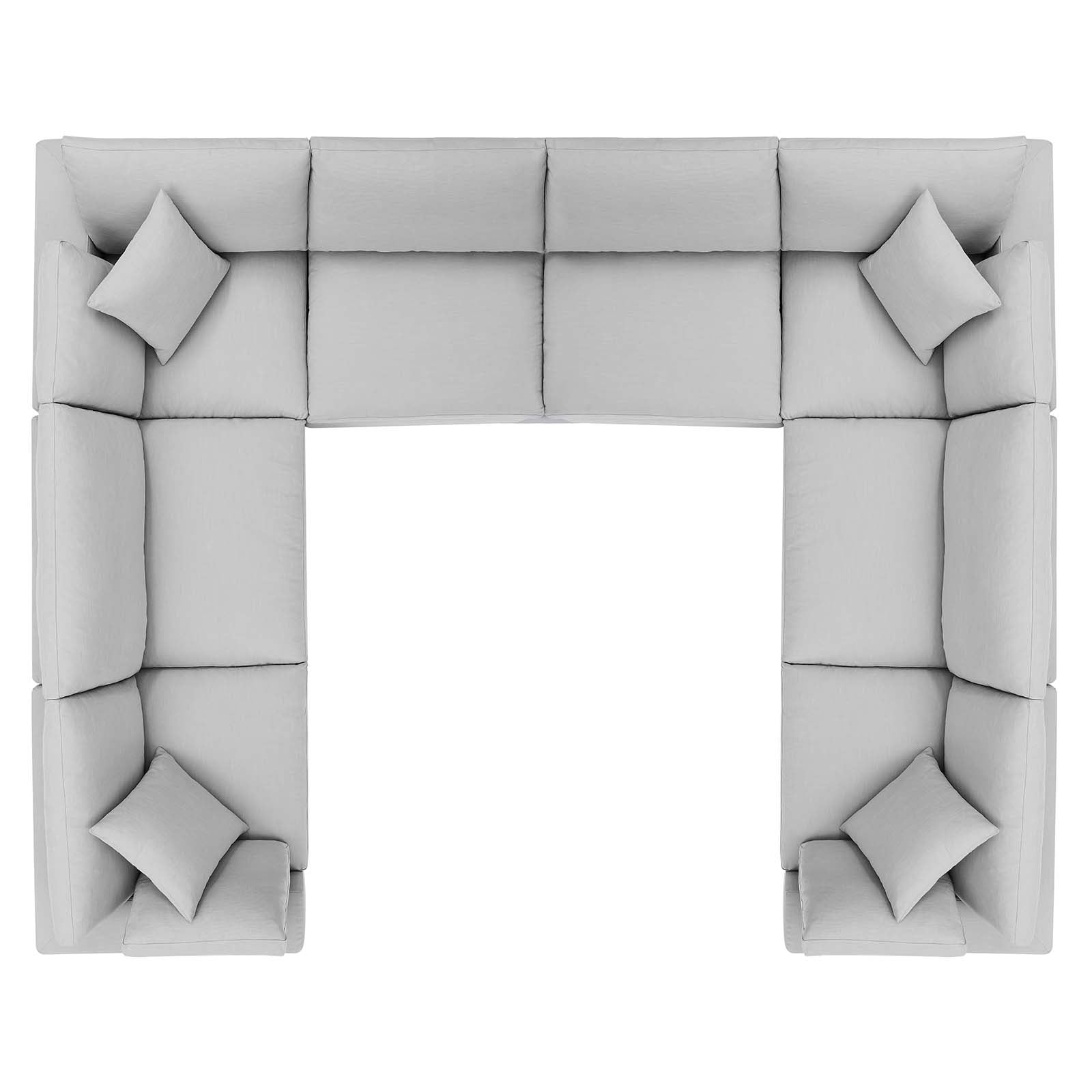 Modway Sectional Sofas - Commix Down Filled Overstuffed 8-Piece Sectional Sofa Light Gray