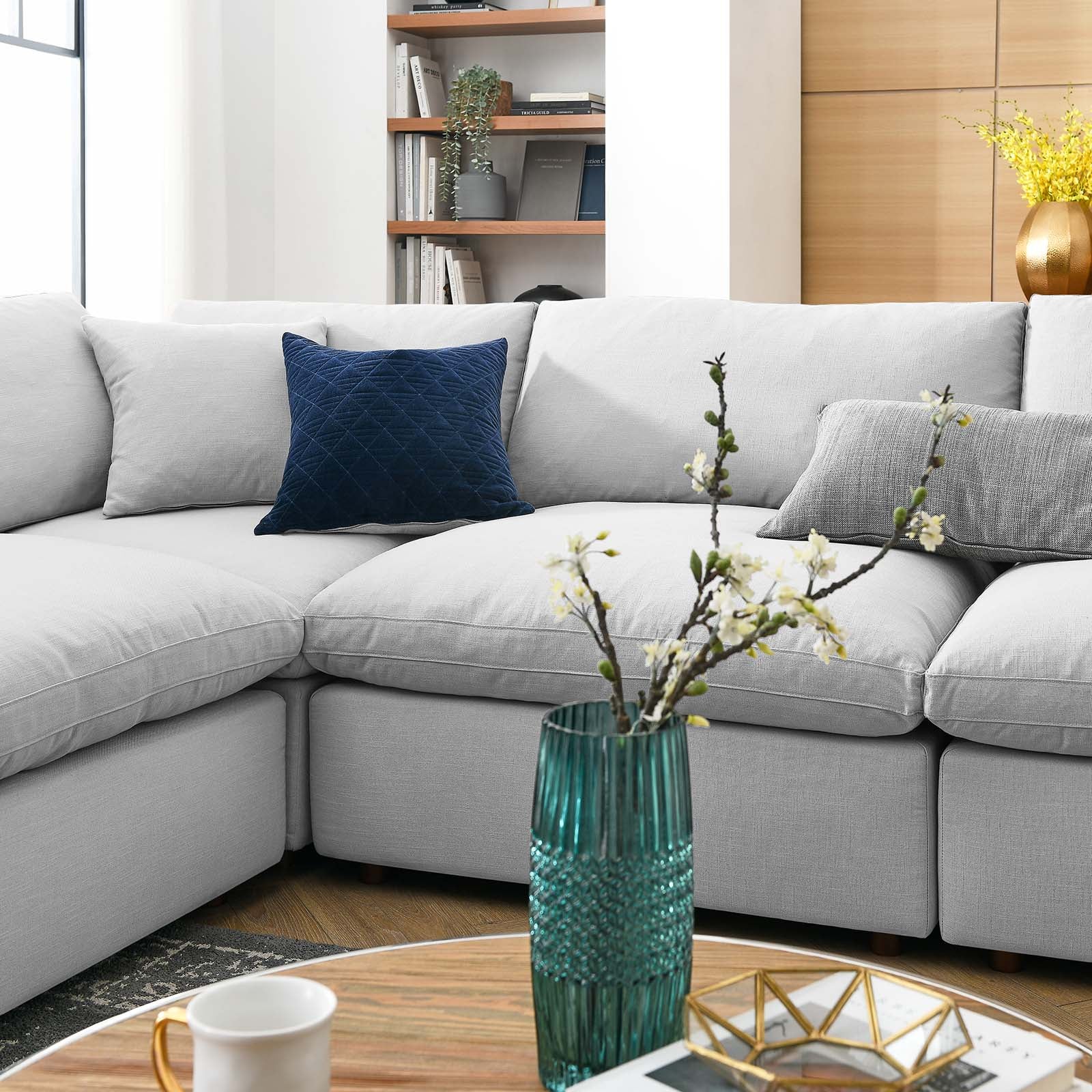 Modway Sectional Sofas - Commix Down Filled Overstuffed 8-Piece Sectional Sofa Light Gray
