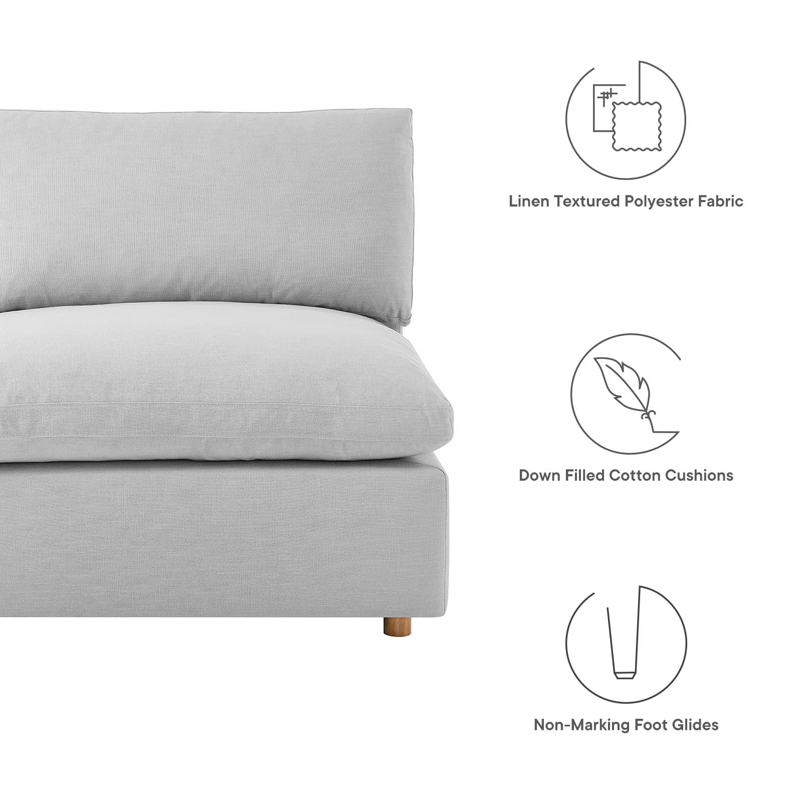Modway Sectional Sofas - Commix Down Filled Overstuffed 8-Piece Sectional Sofa Light Gray