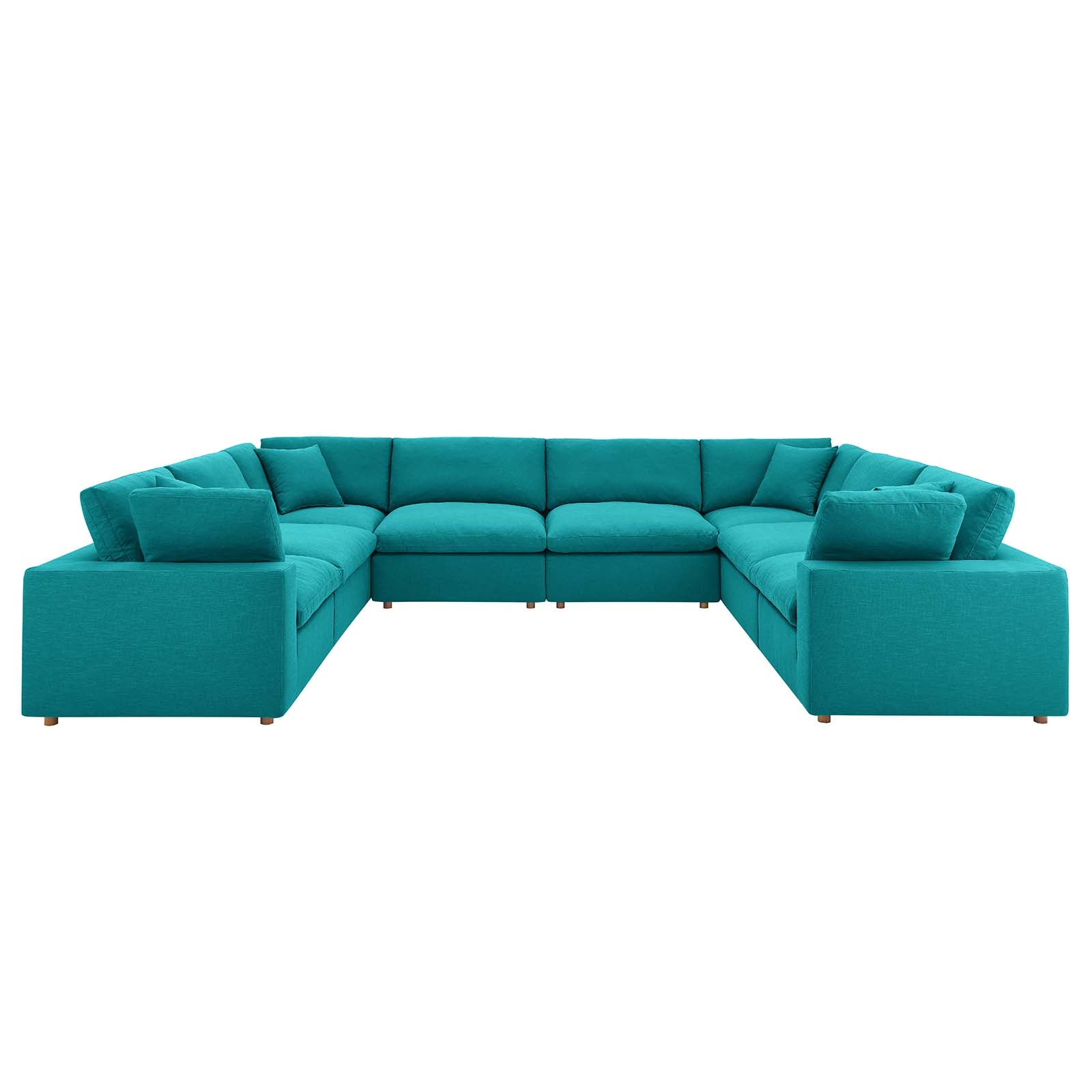 Modway Sectional Sofas - Commix Down Filled Overstuffed 8 Piece Sectional Sofa Set Teal
