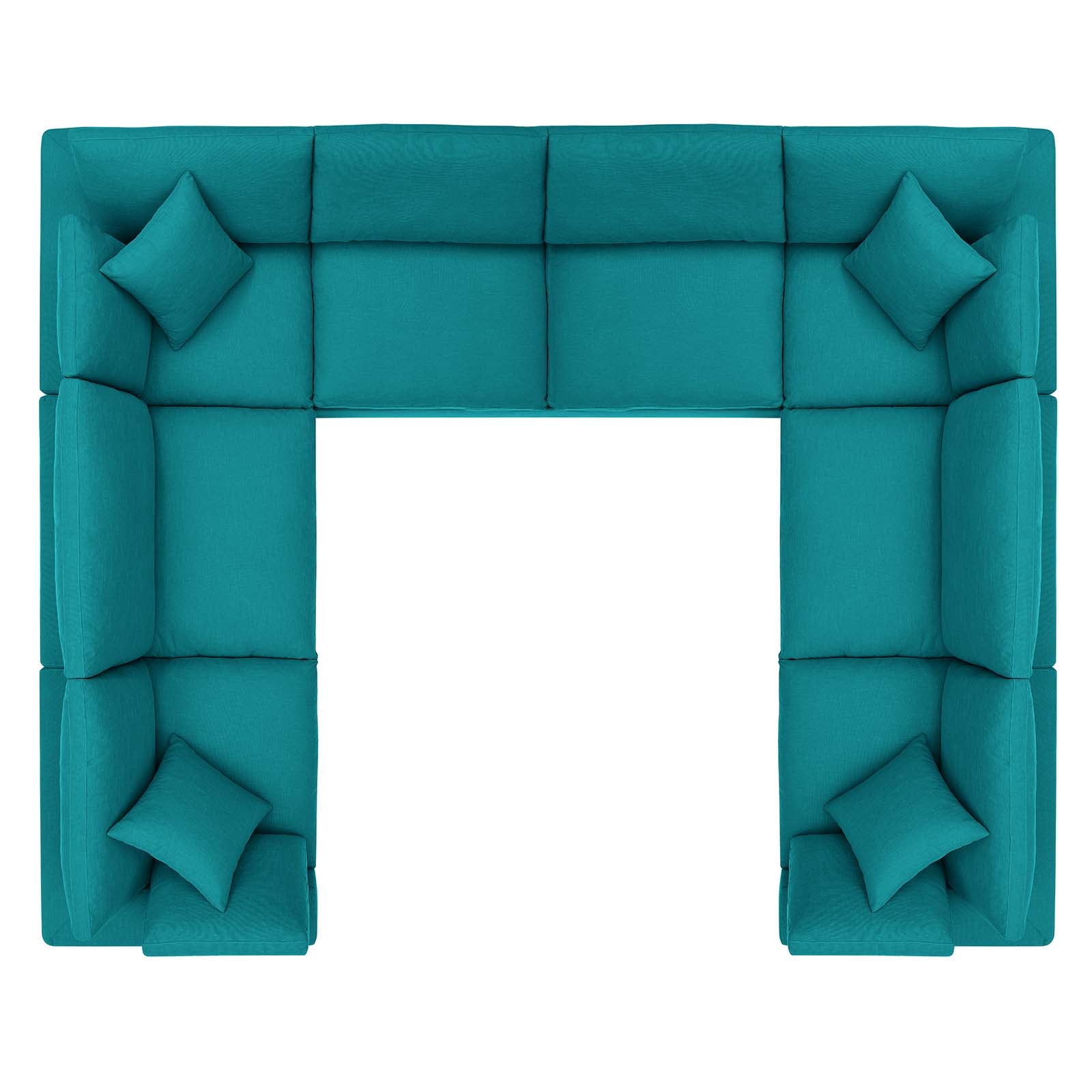 Modway Sectional Sofas - Commix Down Filled Overstuffed 8 Piece Sectional Sofa Set Teal