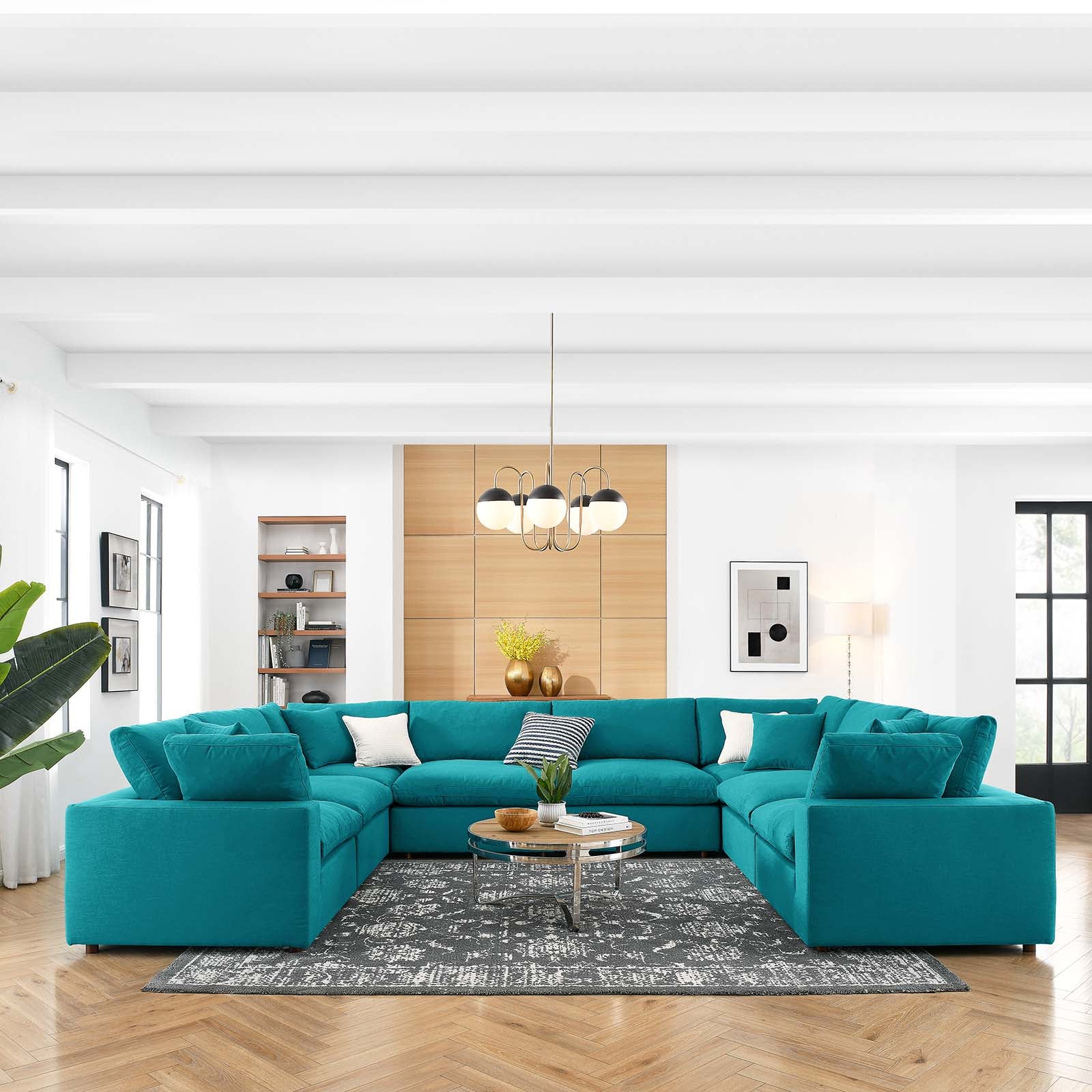 Modway Sectional Sofas - Commix Down Filled Overstuffed 8 Piece Sectional Sofa Set Teal