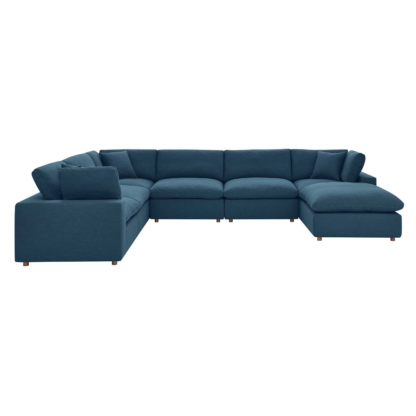 Modway Sectional Sofas - Commix Down Filled Overstuffed 7 Piece Sectional Sofa Set Azure