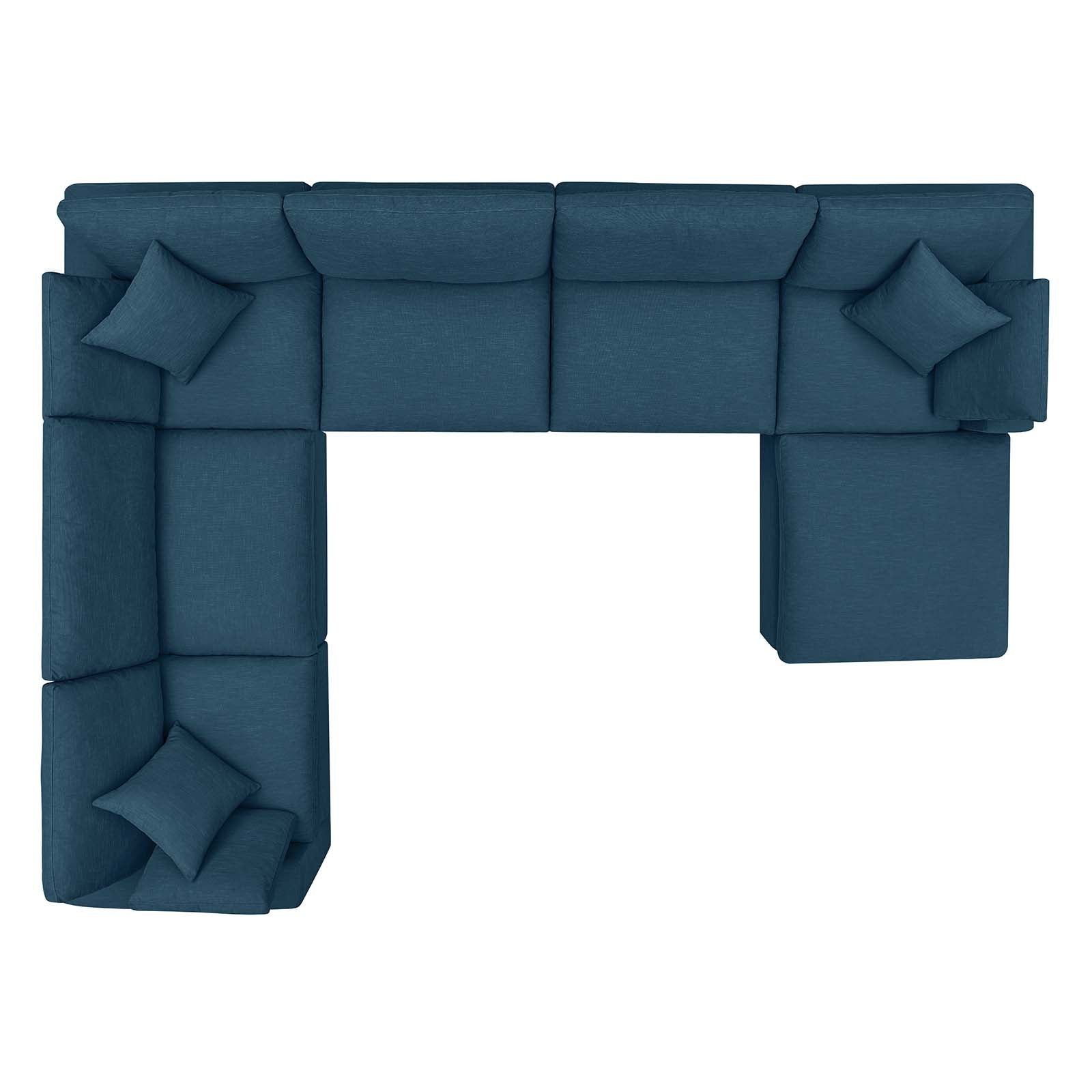 Modway Sectional Sofas - Commix Down Filled Overstuffed 7 Piece Sectional Sofa Set Azure