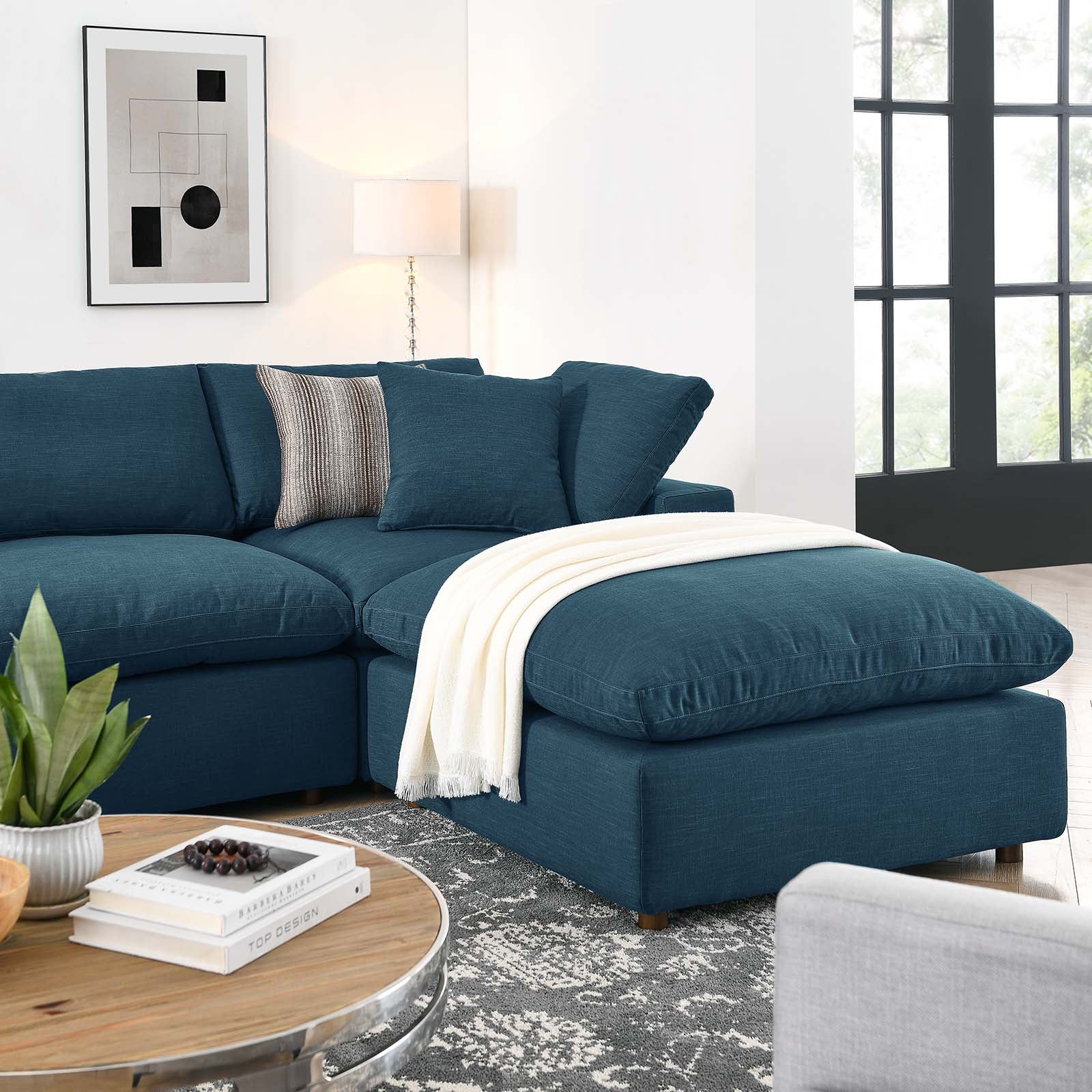 Modway Sectional Sofas - Commix Down Filled Overstuffed 7 Piece Sectional Sofa Set Azure