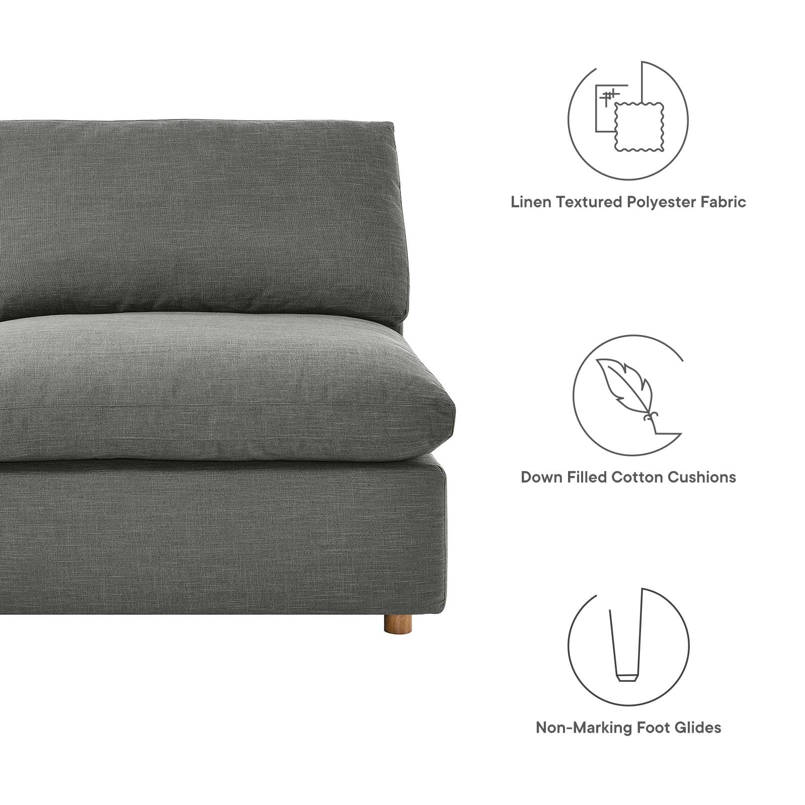 Modway Living Room Sets - Commix Down Filled Overstuffed 7 Piece Sectional Sofa Set Gray