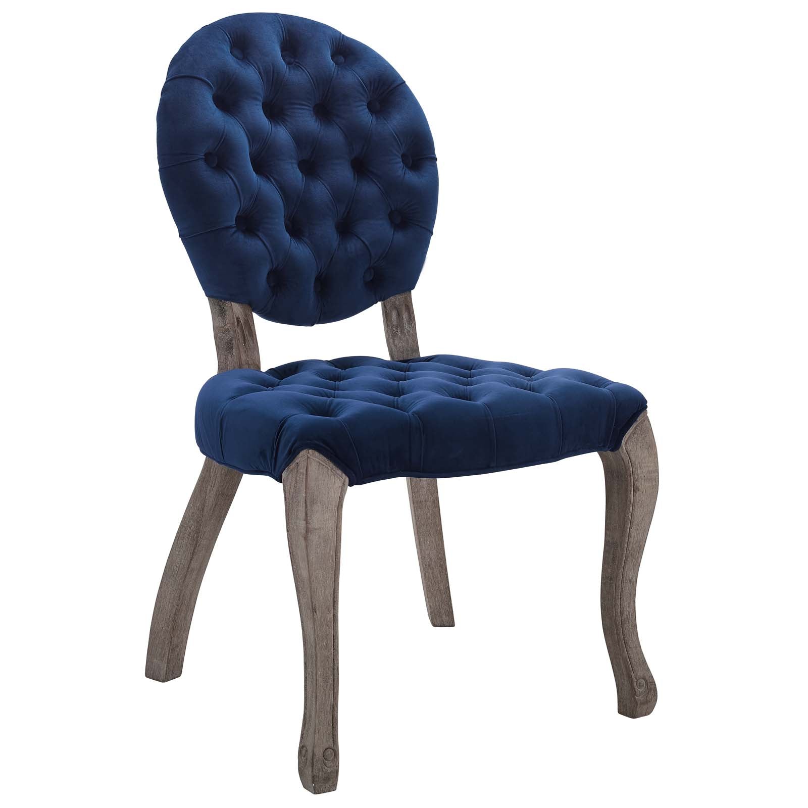 Modway Dining Chairs - Exhibit French Vintage Dining Performance Velvet Side Chair Navy