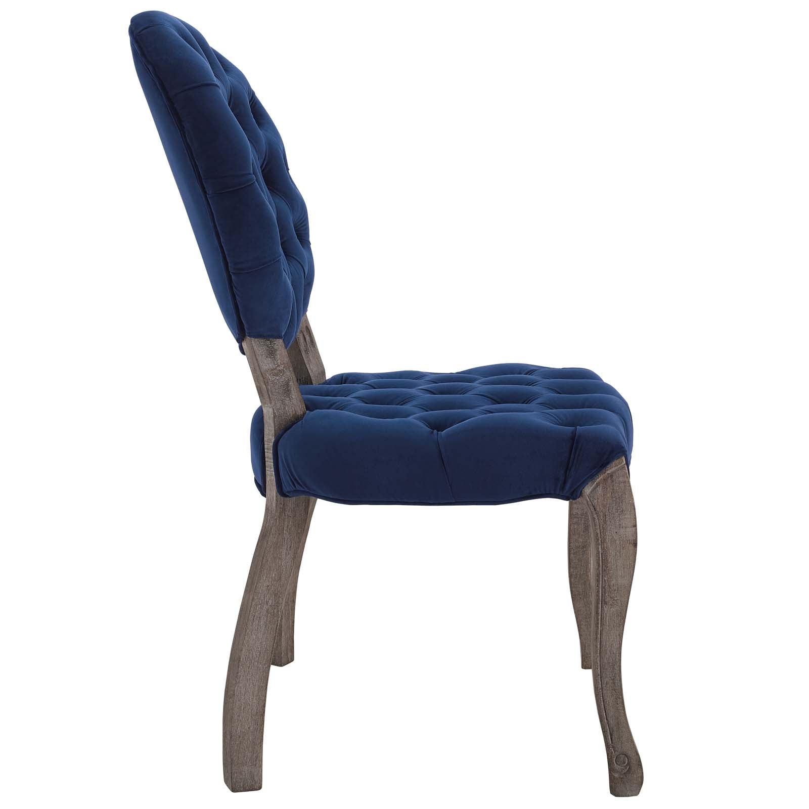 Modway Dining Chairs - Exhibit French Vintage Dining Performance Velvet Side Chair Navy