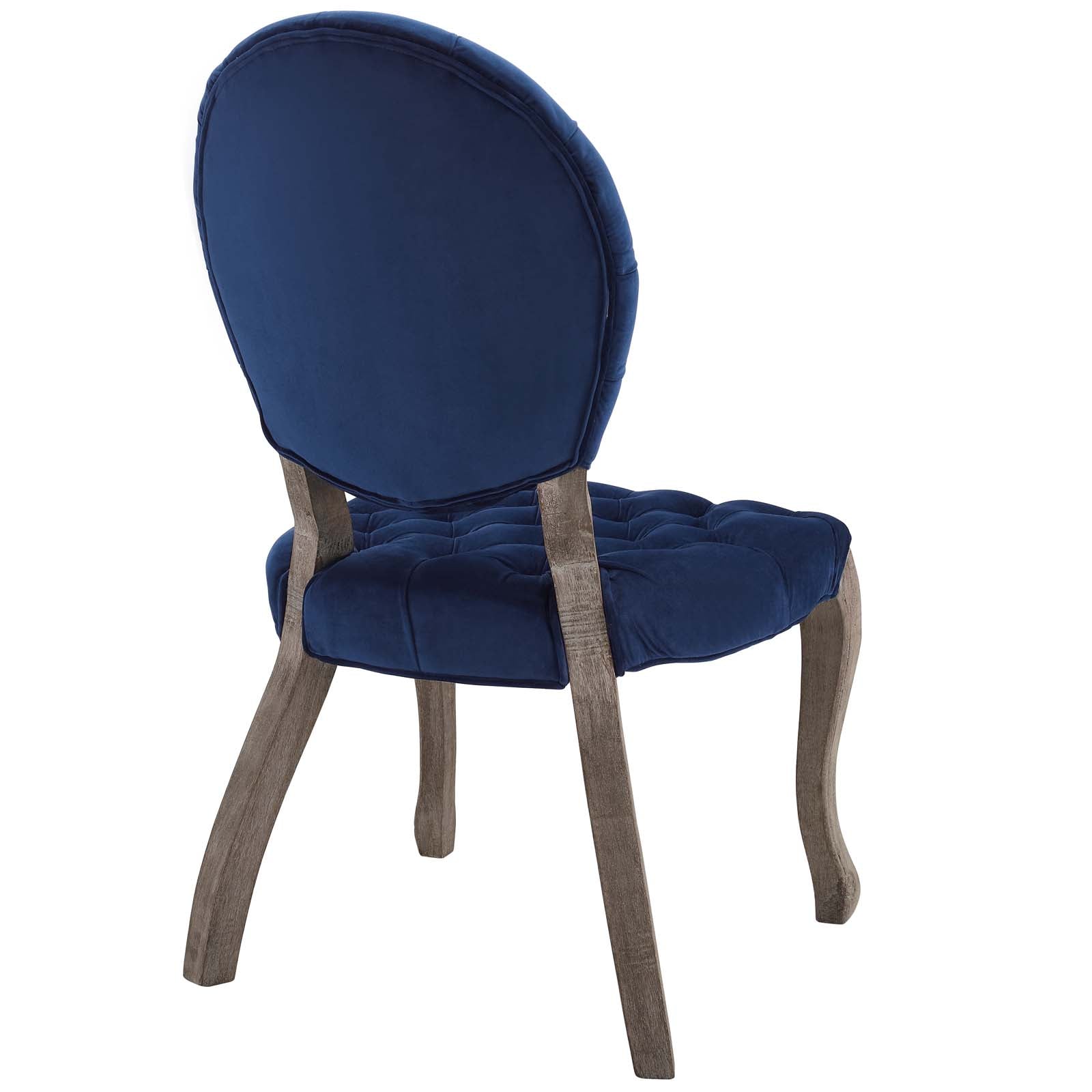 Modway Dining Chairs - Exhibit French Vintage Dining Performance Velvet Side Chair Navy