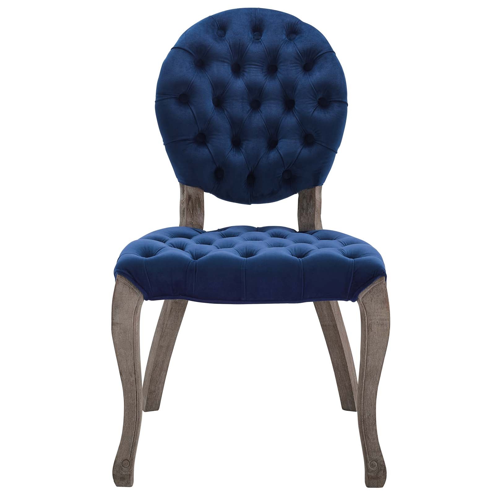 Modway Dining Chairs - Exhibit French Vintage Dining Performance Velvet Side Chair Navy