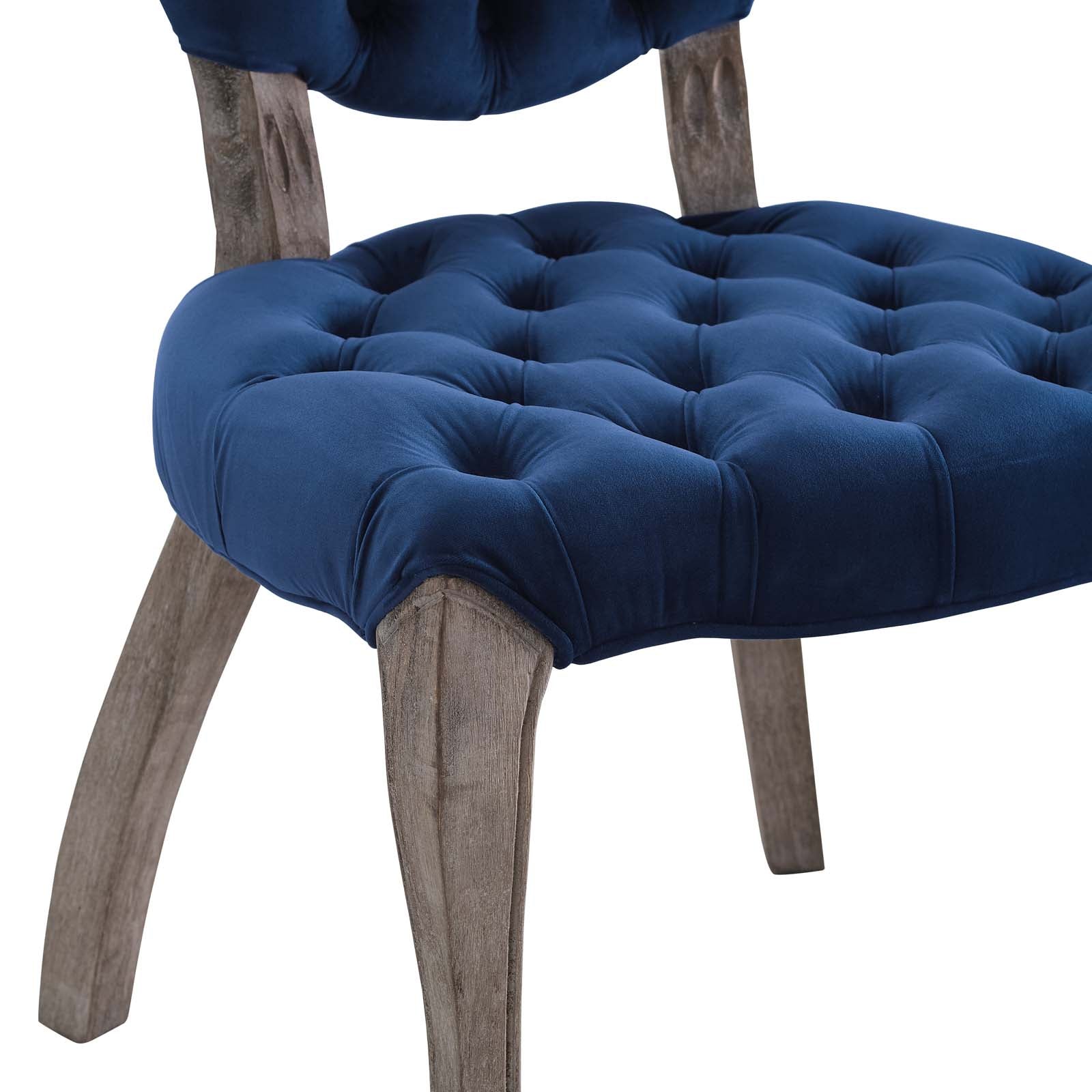 Modway Dining Chairs - Exhibit French Vintage Dining Performance Velvet Side Chair Navy