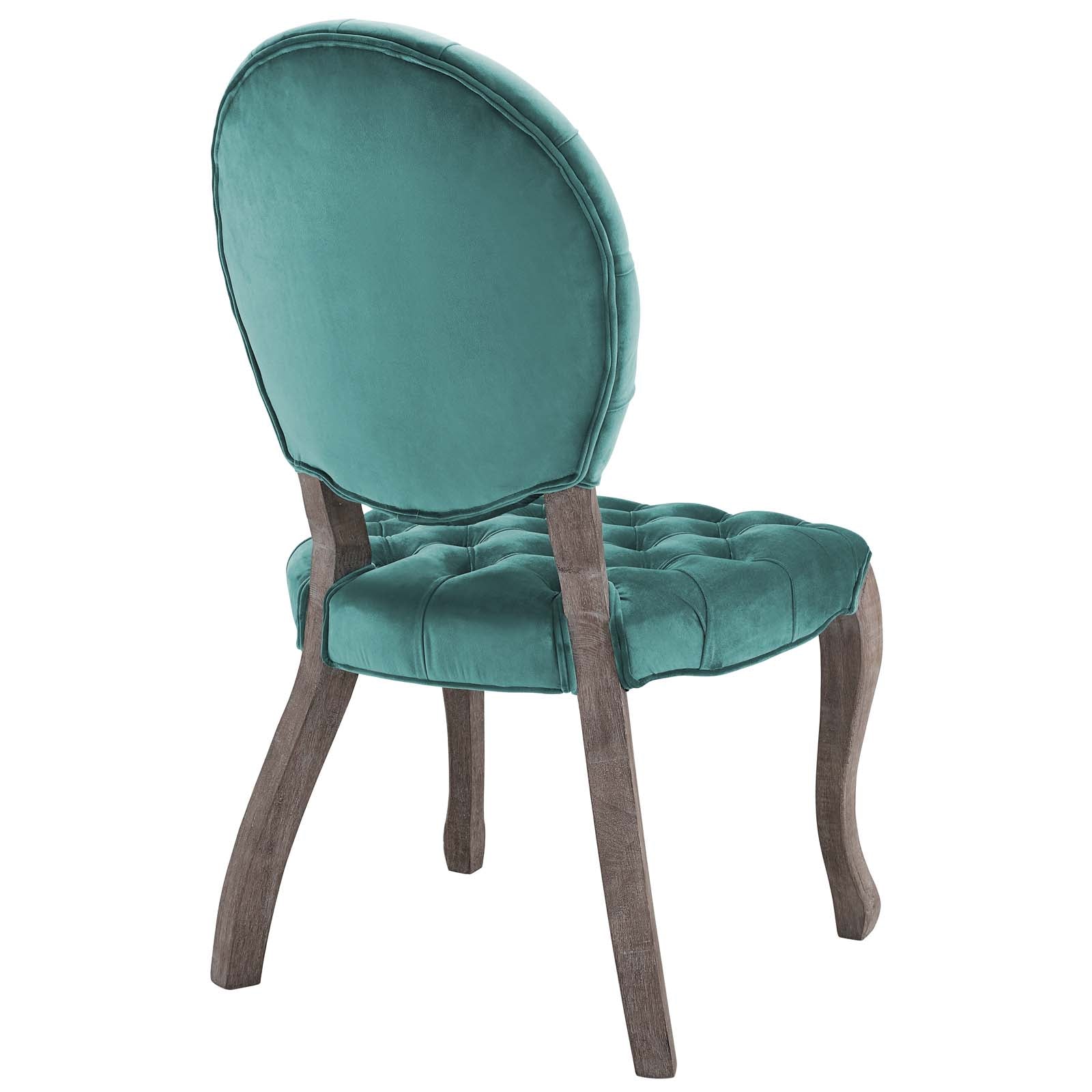 Modway Dining Chairs - Exhibit French Vintage Dining Performance Velvet Side Chair Teal