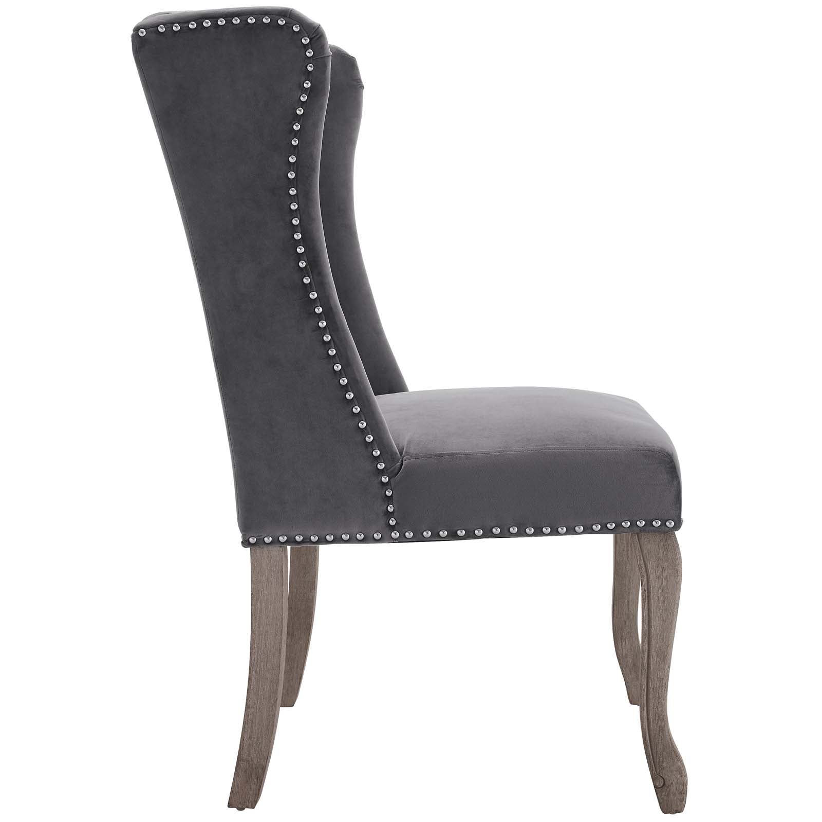 Modway Dining Chairs - Apprise French Vintage Dining Performance Velvet Side Chair Gray