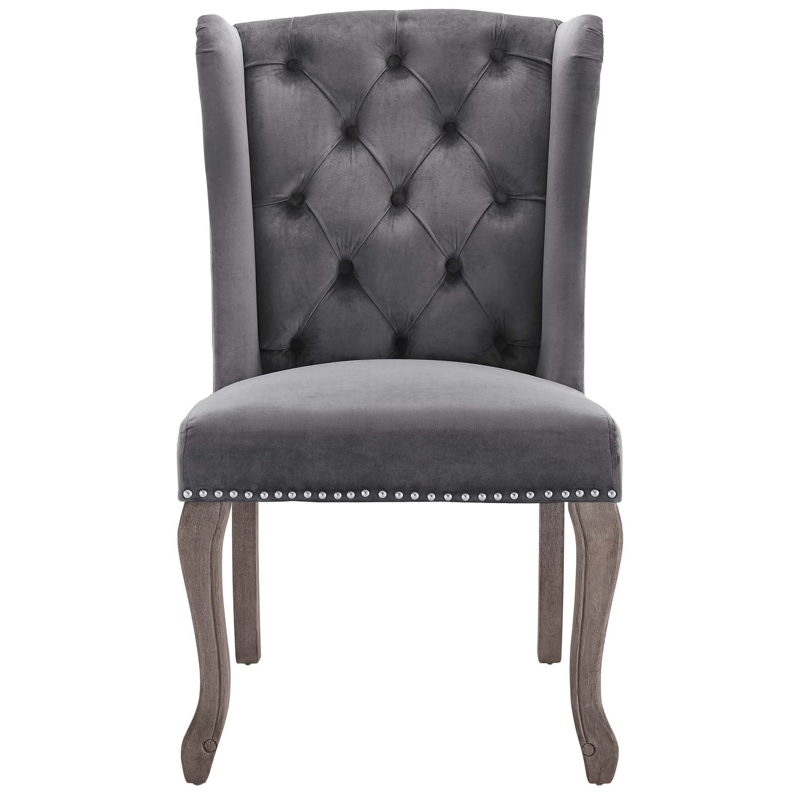 Modway Dining Chairs - Apprise French Vintage Dining Performance Velvet Side Chair Gray