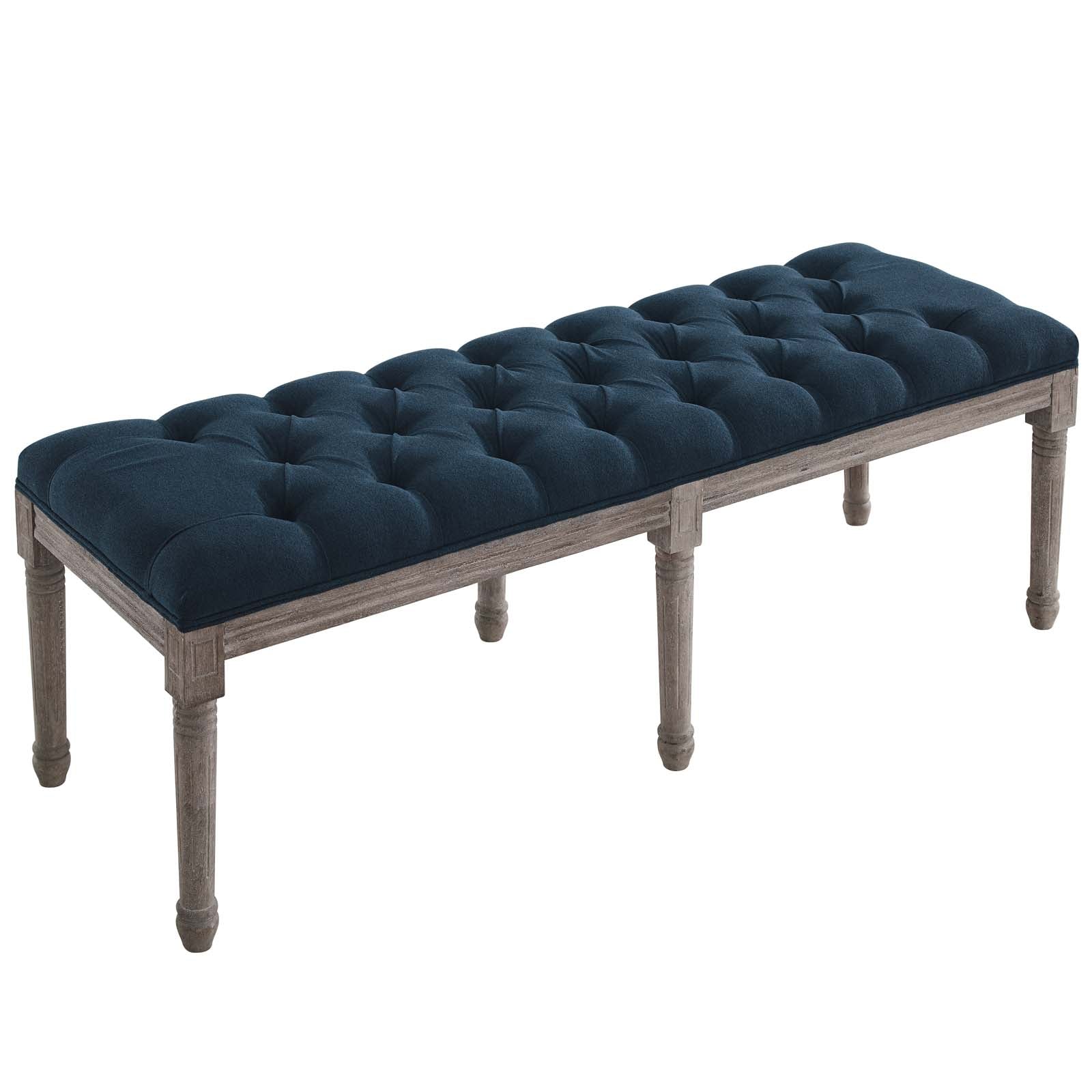 Modway Benches - Province French Vintage Upholstered Fabric Bench Navy
