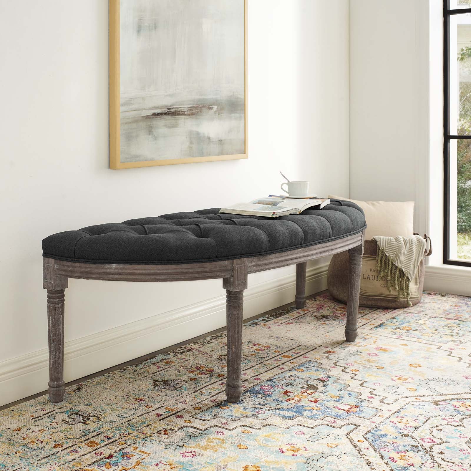 Modway Benches - Esteem Semi-Circle Bench Gray