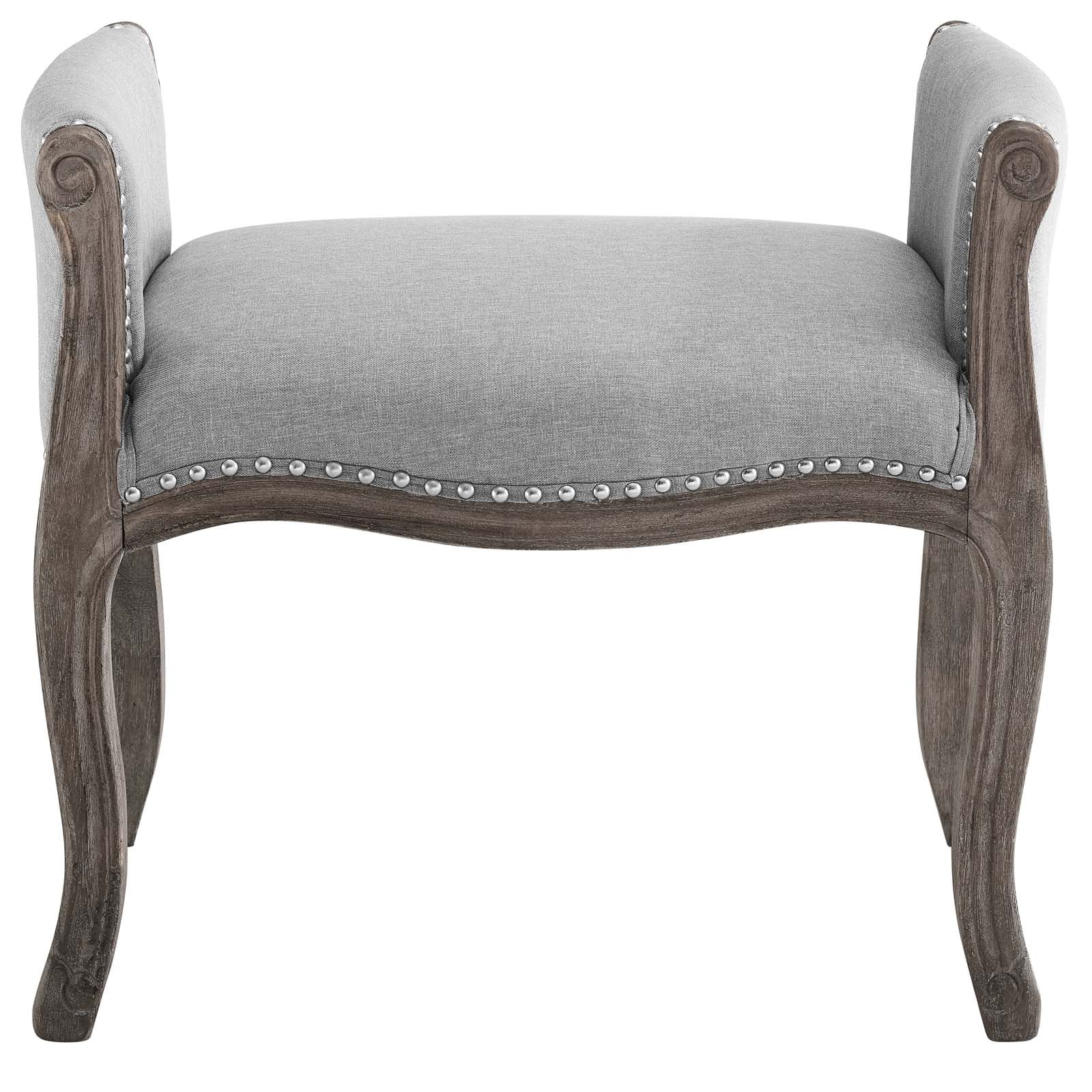 Modway Benches - Avail Vintage French Upholstered Fabric Bench Light Gray